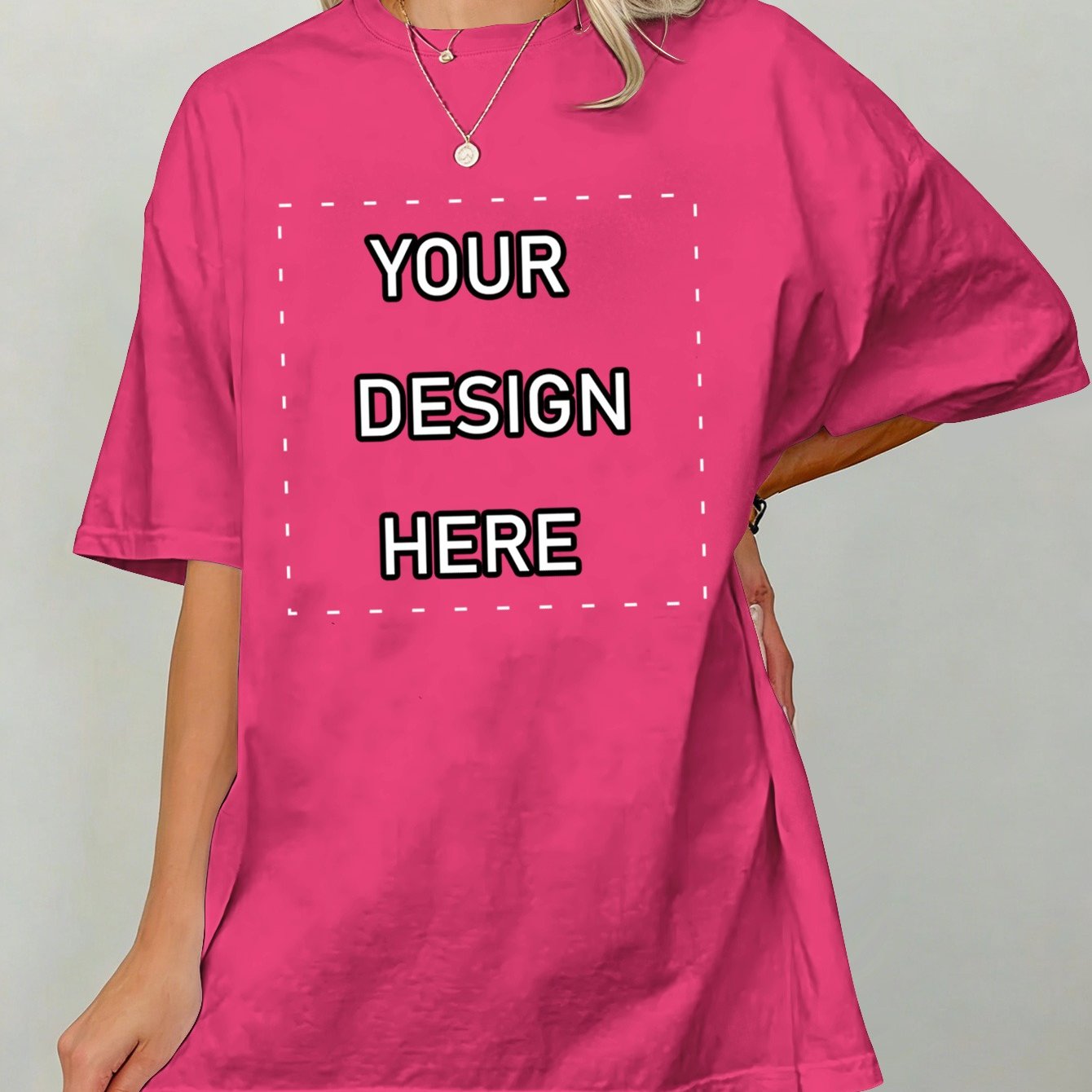 TEMU Plus Size, Personalized Customized T-shirt, Women's Top, Customizable With Photos/logo/patterns/text, Etc., Team Wear, Family Outfits, Couple