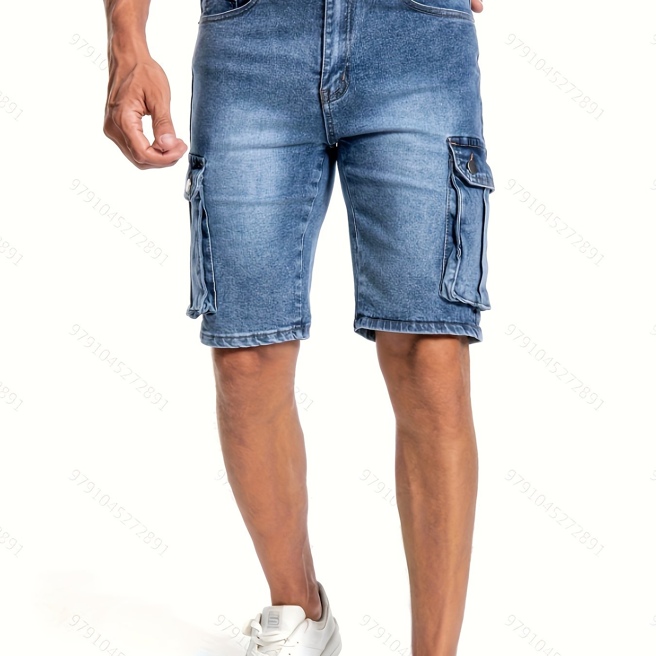 Men' Color Cargo Denim Shorts With Pocket, Summer Trendy Jorts
