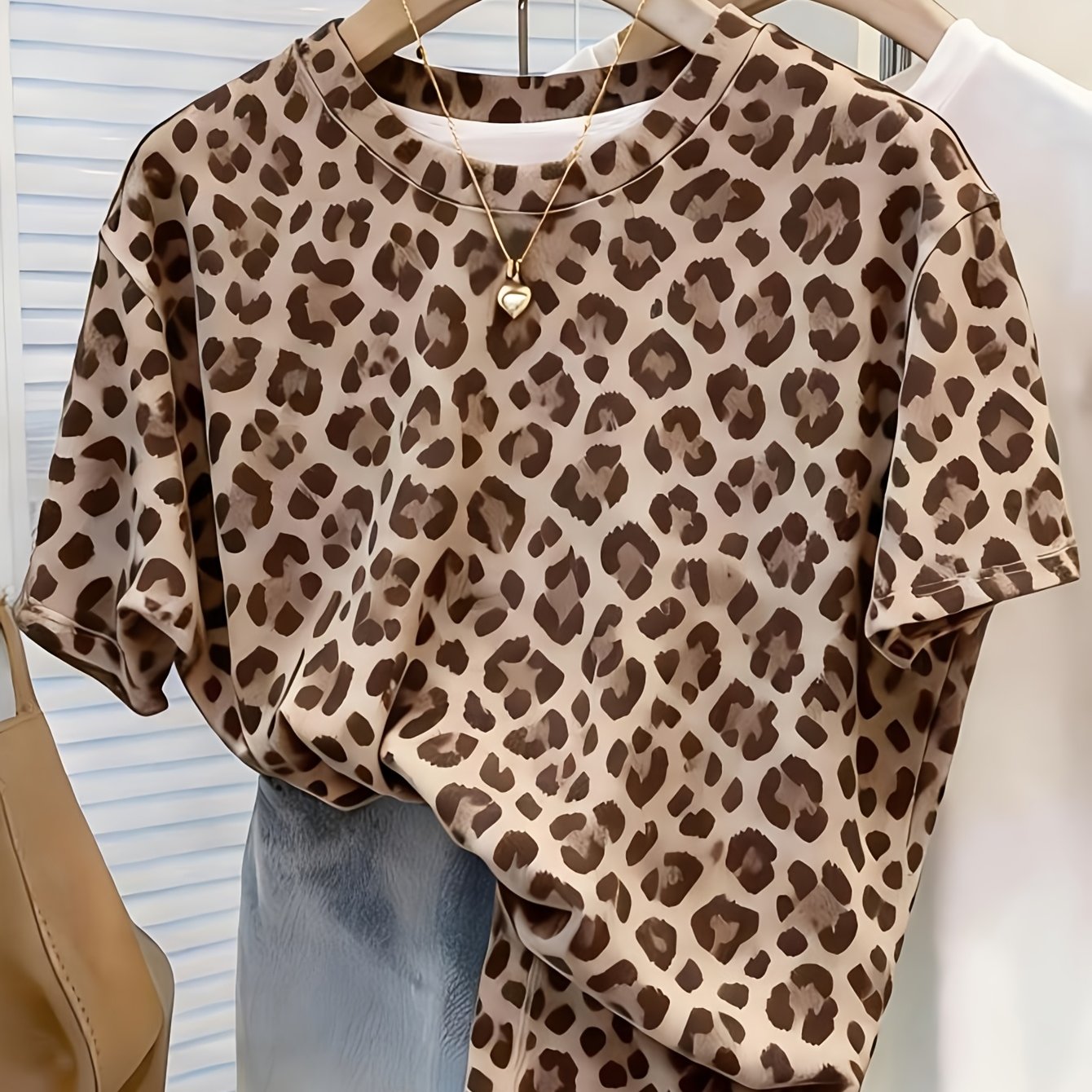 TEMU Plus Size, Plus Size Women's Fashion Random Print Crew Neck Drop Shoulder T-shirt