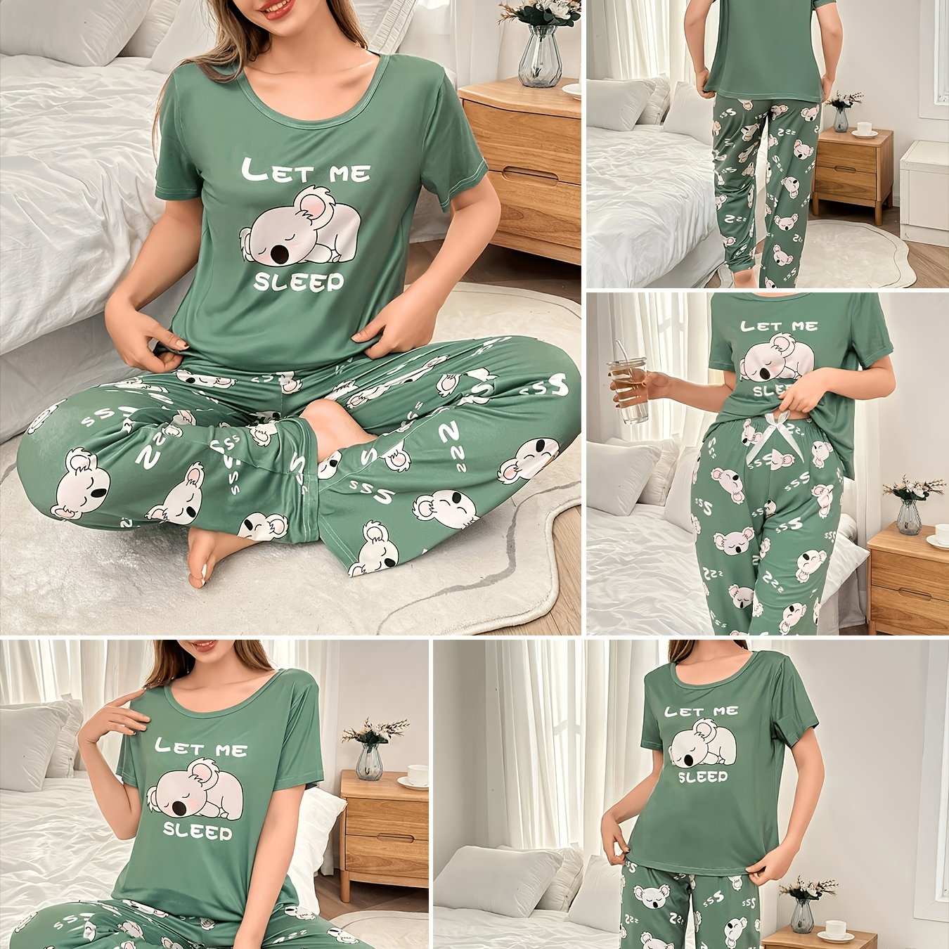 TEMU Ensemble 2 pièces de pyjama et vêtements d'intérieur pour femmes, tenue de nuit décontractée, vêtement confortable , ensemble de pyjama sur le
