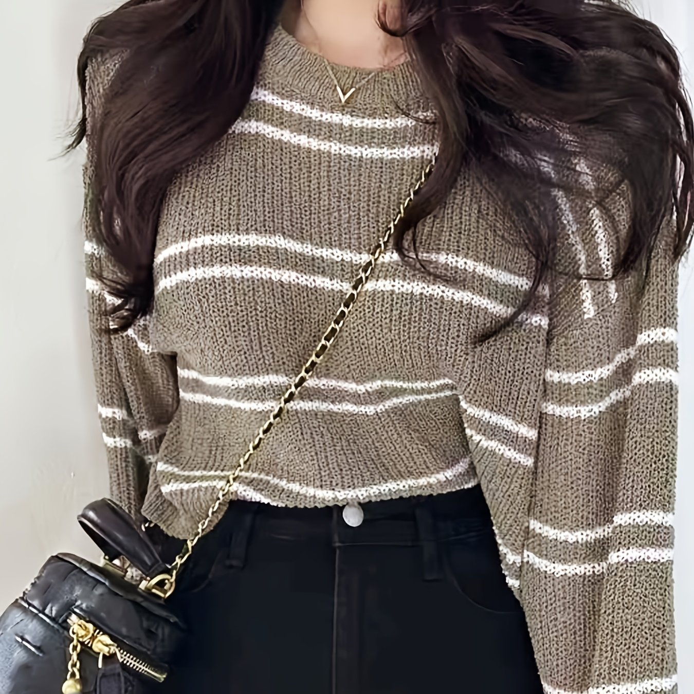 TEMU Spring And Summer Collection Sweaters, Short Sweaters, Striped Loose Sweaters, Pullovers, Sheer Thin Sweaters