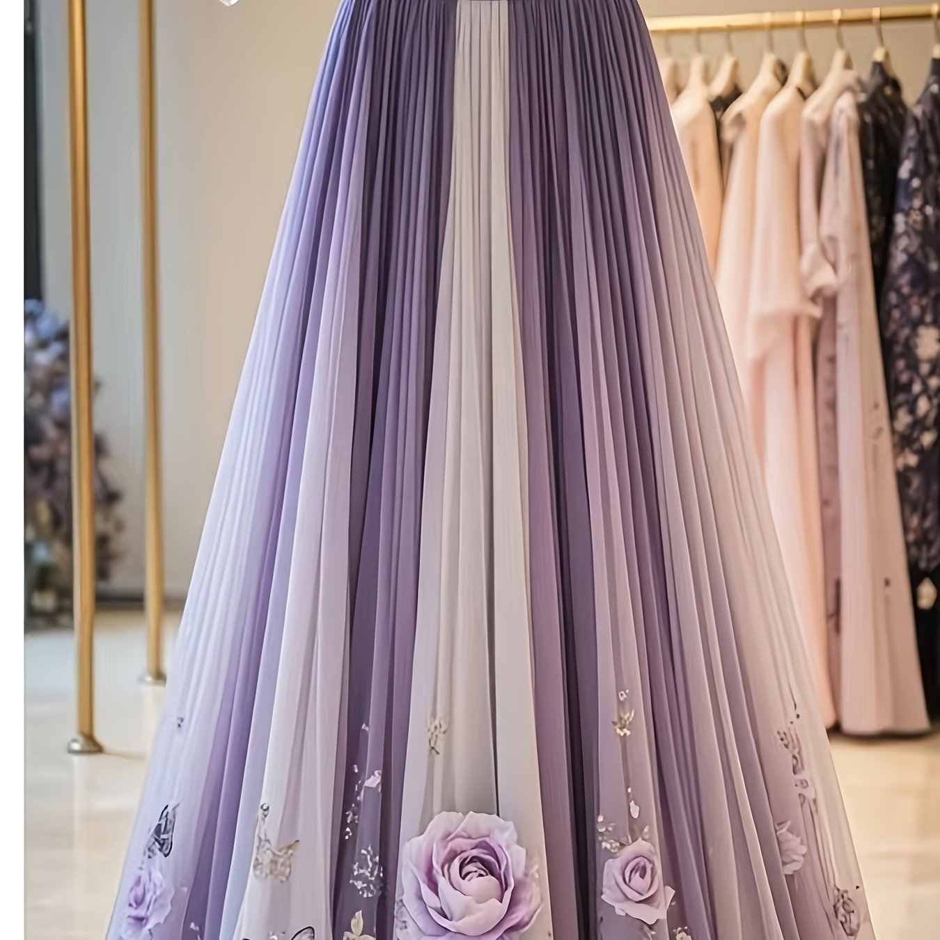 TEMU Plus Size - Plus Size - An Elegant A-line Skirt With Floral Prints For Women, Suitable For Formal And Casual Wear All Year Round, Stylish And