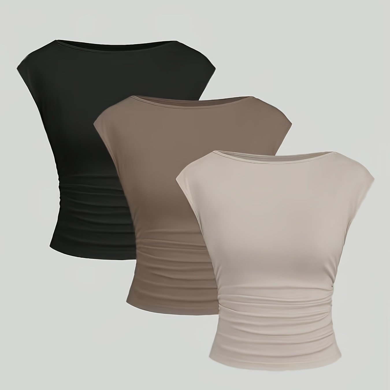 TEMU 3pcs Set Women's Summer Round Neck T-shirt Women's Slim All-match Top