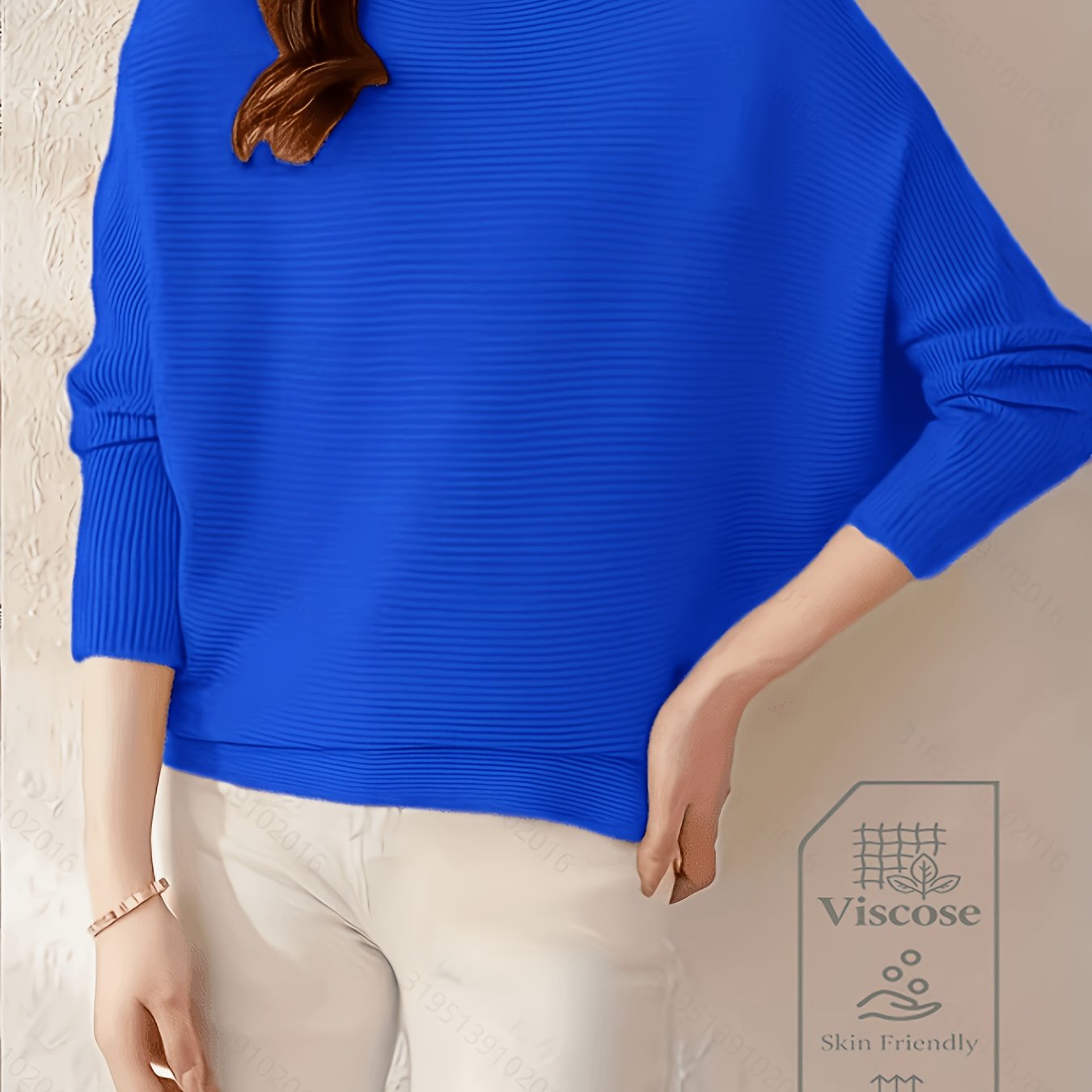 TEMU Pull élégant pour femme à manches chauve-souris de couleur unie, col bateau, pull et décontracté à manches longues, haut d'automne-hiver,