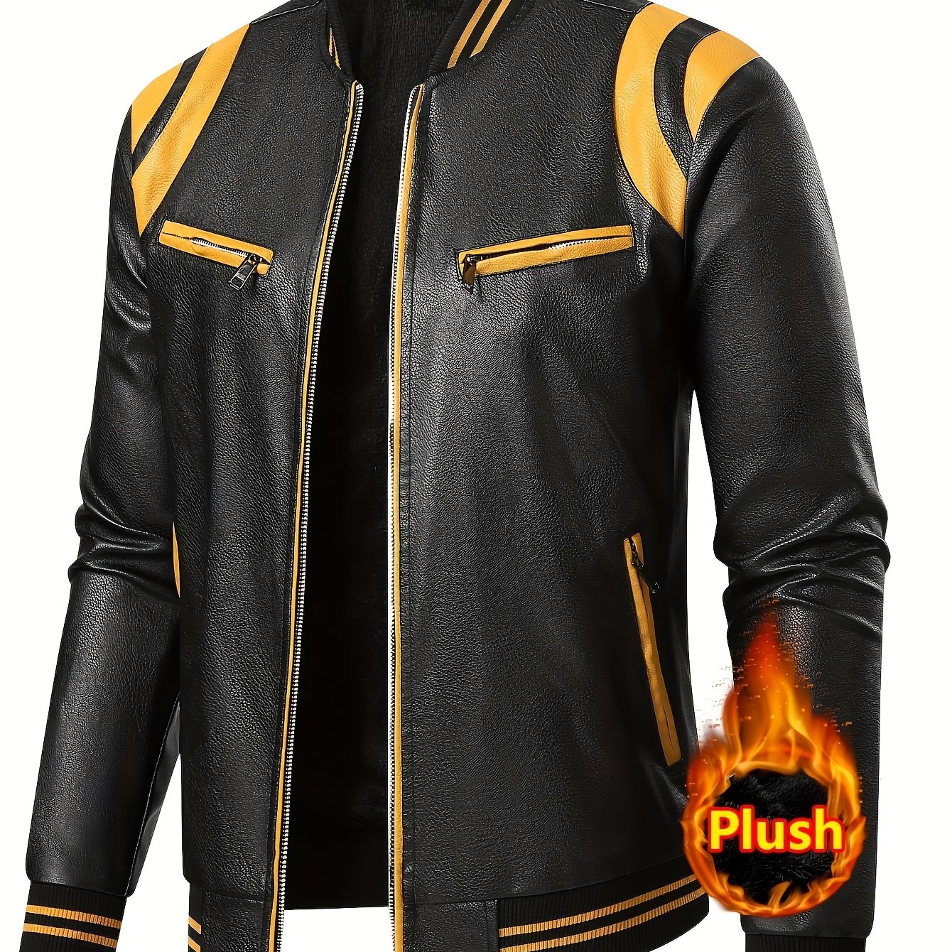 TEMU Autumn And Winter Casual Motorcycle Faux Leather Jacket For Men
