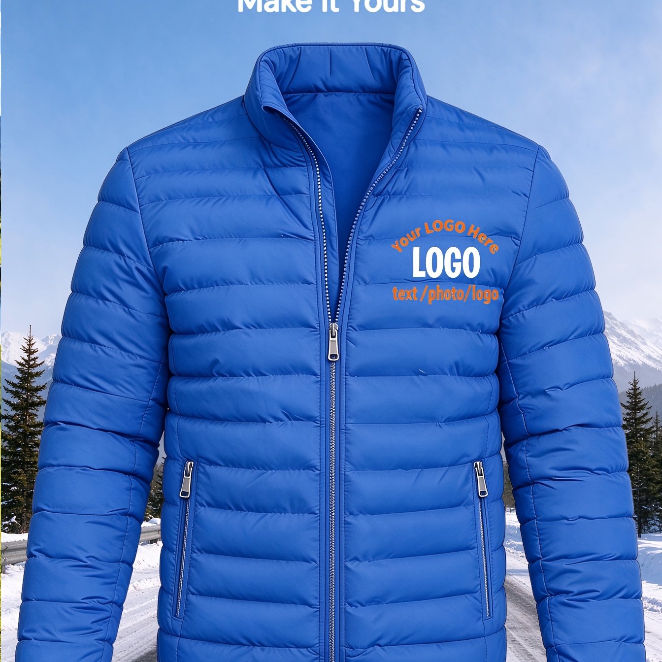 Custom Padded Jacket - Men's Stand Collar Thickened Padded