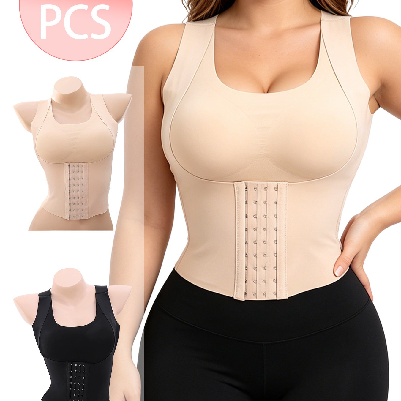 2pcs, Shapewear Bra, Plus Size Posture Corrector Wireless Longline Tummy Control, Daily Wear, Women