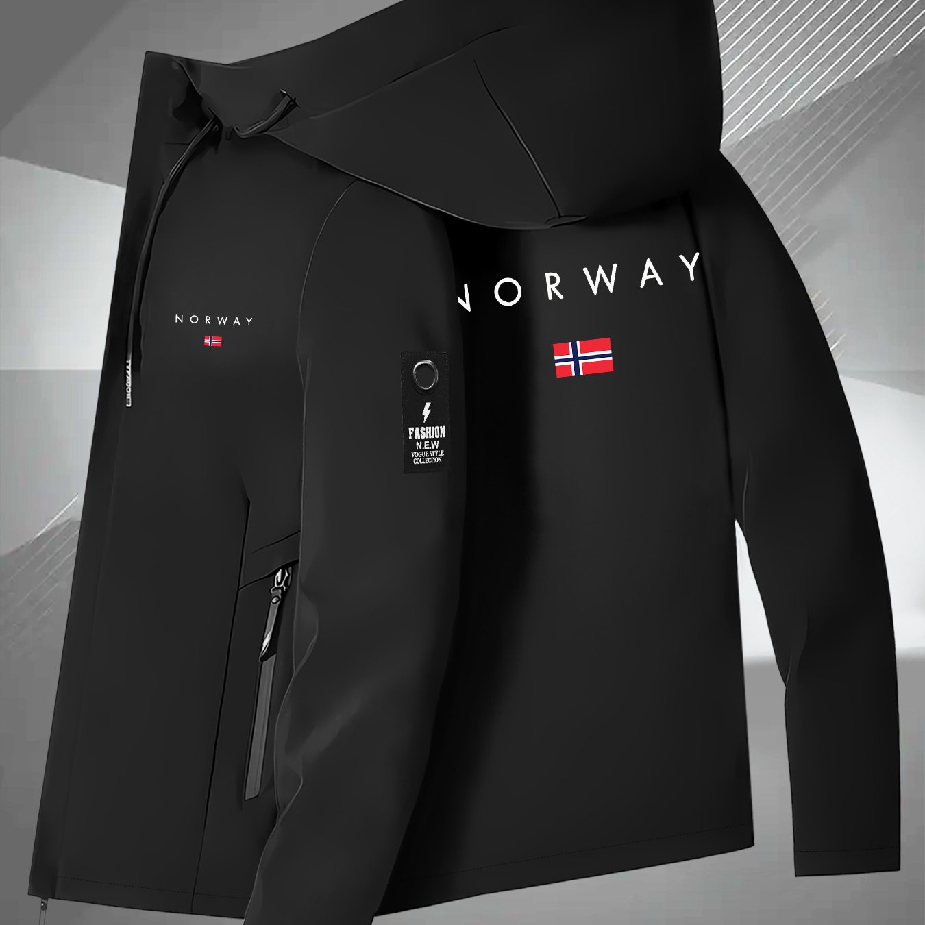 TEMU Nueva Chaqueta de Pareja con Estampado del Noruega, Ropa Impermeable para Senderismo al en Todo , de moda, , para a día