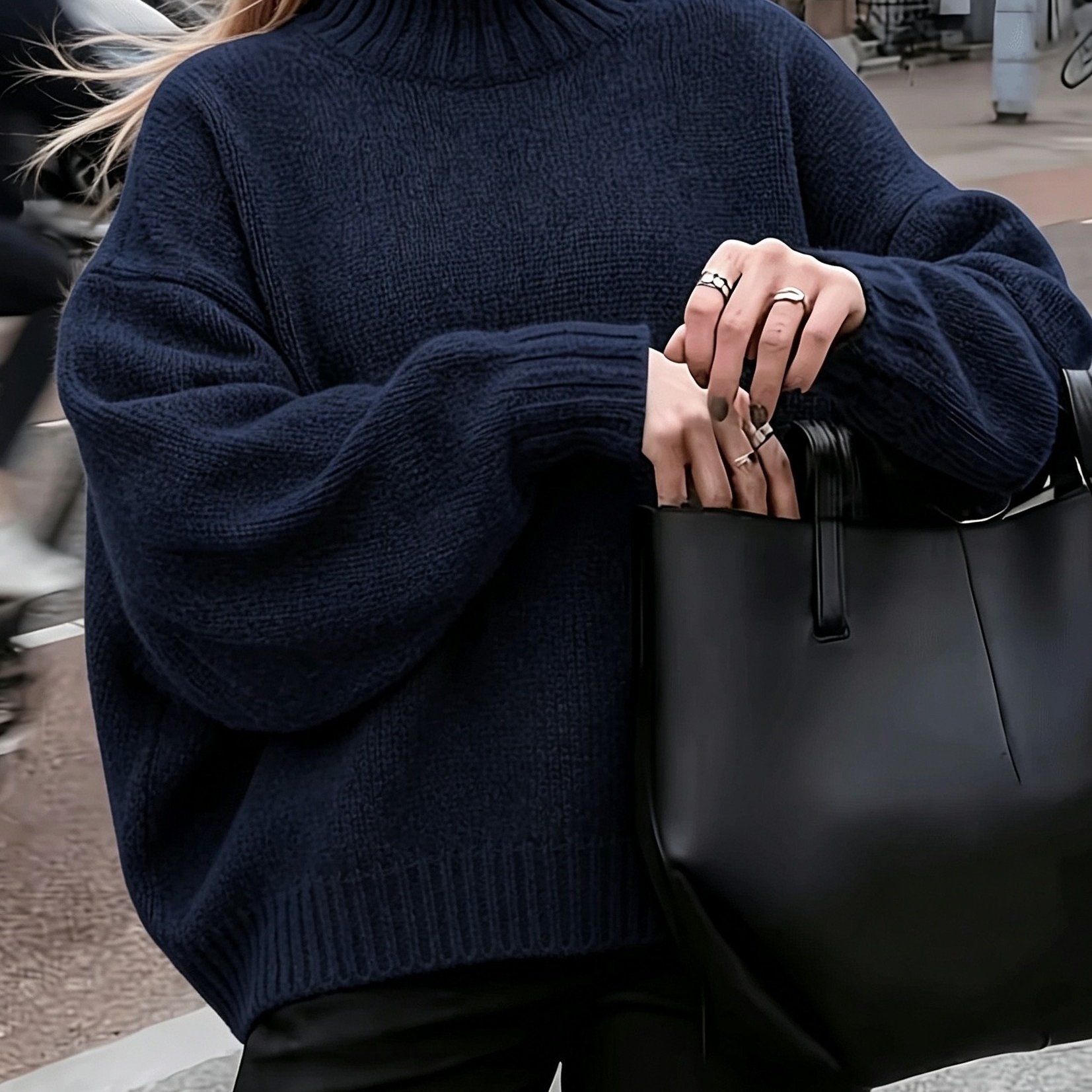 TEMU Pull ample à col roulant pour femme grande taille, pull doux à manches longues, haut décontracté ample et chaud pour /hiver