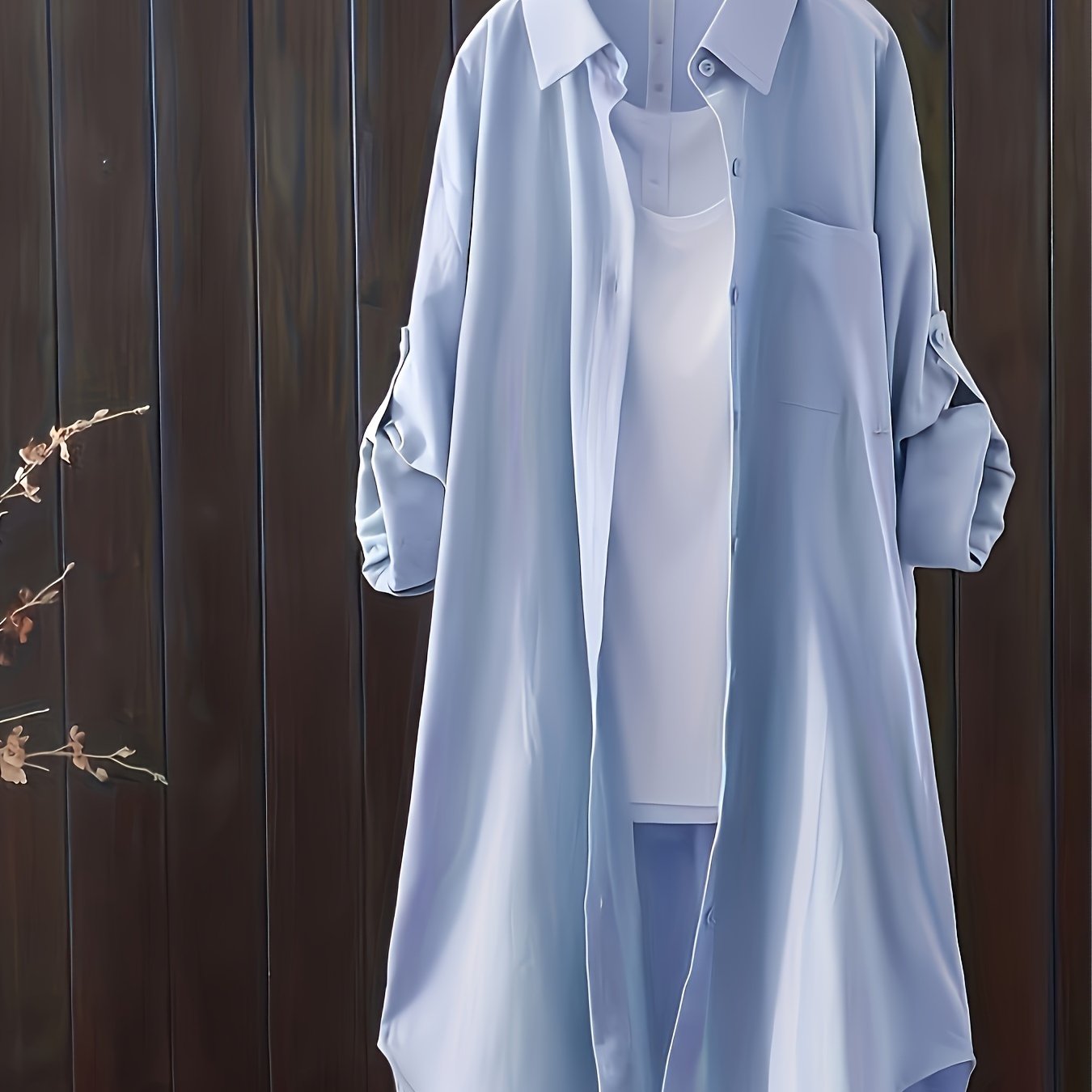 TEMU Plus Size, Plus Size Women' Long Sleeve Shirt, Breathable Collar Button Blouse, Loose Fit Elegant Tops For Summer, 1xl-5xl
