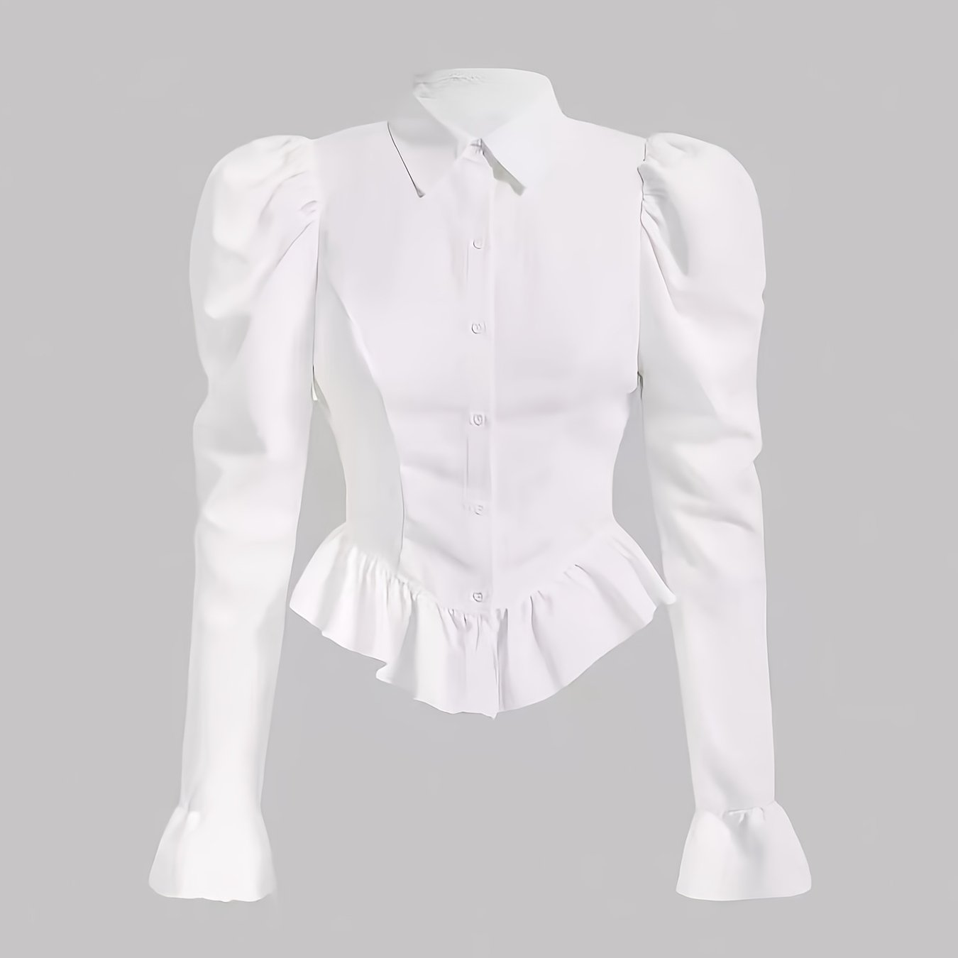 TEMU A White Shirt Sleeves, Hem, And Puffed Sleeves, Featuring Long Sleeves