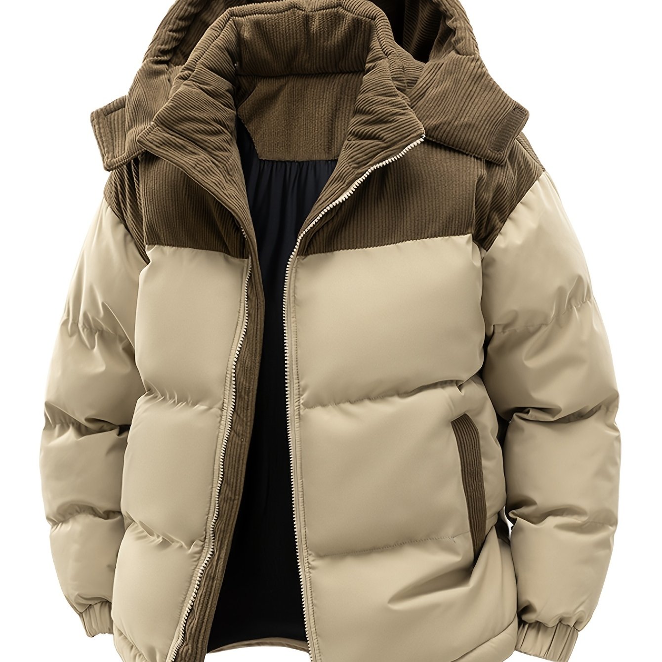 Sijidoupick:men's Winter Hooded Warm Padded Jacket Stylish Trendy Thickened Coat For Autumn/winter