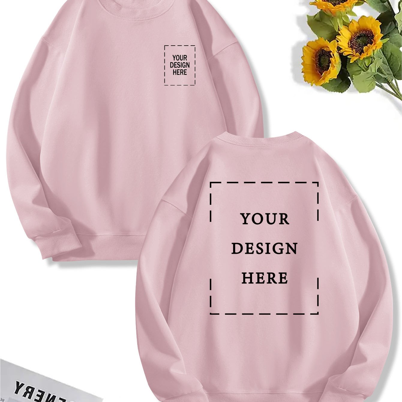 TEMU Customizable Front And Back Printed Sweatshirt, Round Neck Casual Sweatshirt, Suitable For Women's Autumn And Winter Clothing, Custom Pattern