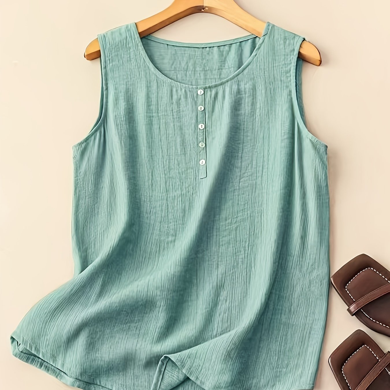 TEMU Women' Color Minimalist Button-embellished Vest, Elegant And Fashionable, Loose , Sleeveless Top (dj260317555)