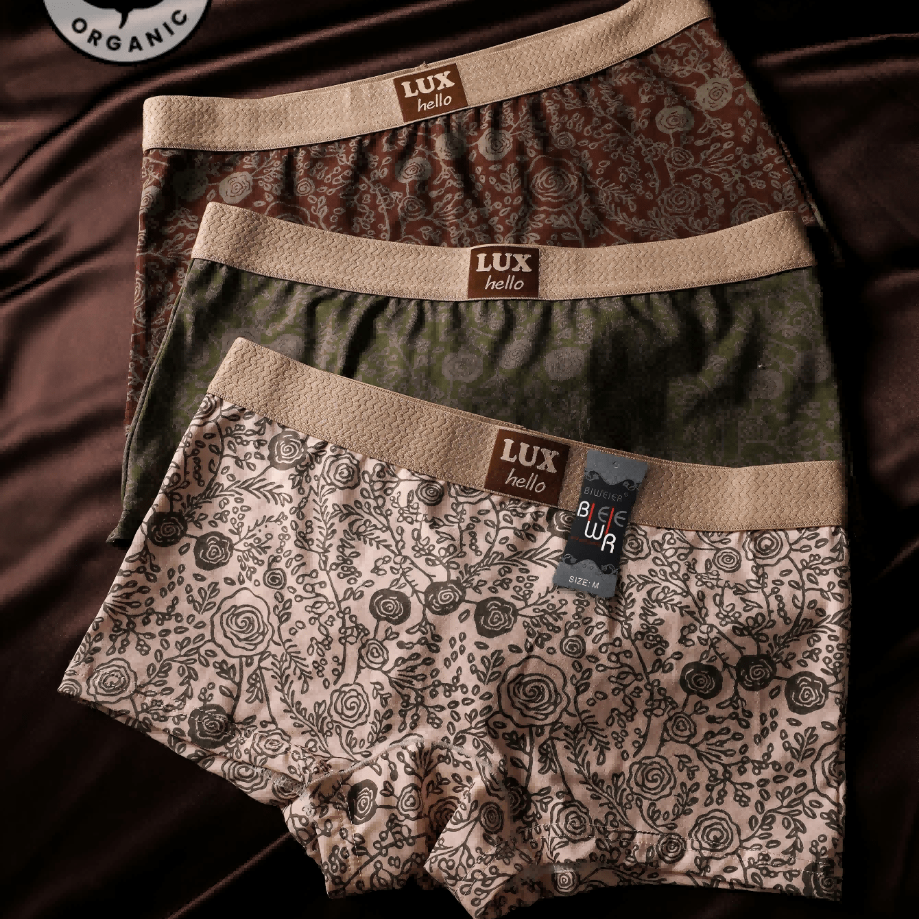 Image of 3pcs Biweier Women's Retro Printed Couple Boyshorts, High-end And Light Luxury, Soft And Comfortable, Fashionable Underwear, Suitable For Women's Casual Sports, Valentine's Day Gift