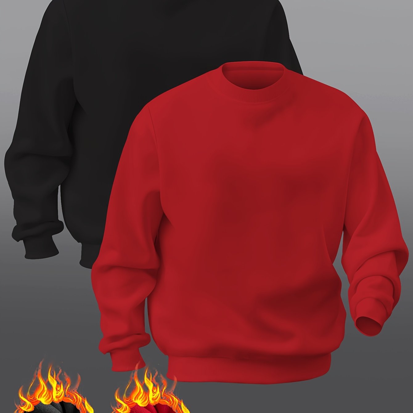 TEMU 2 Crew Neck Sweatshirts, Trendy Men's Fashion Thick Crew Neck Sweatshirt, Casual Crew Neck Sweatshirt
