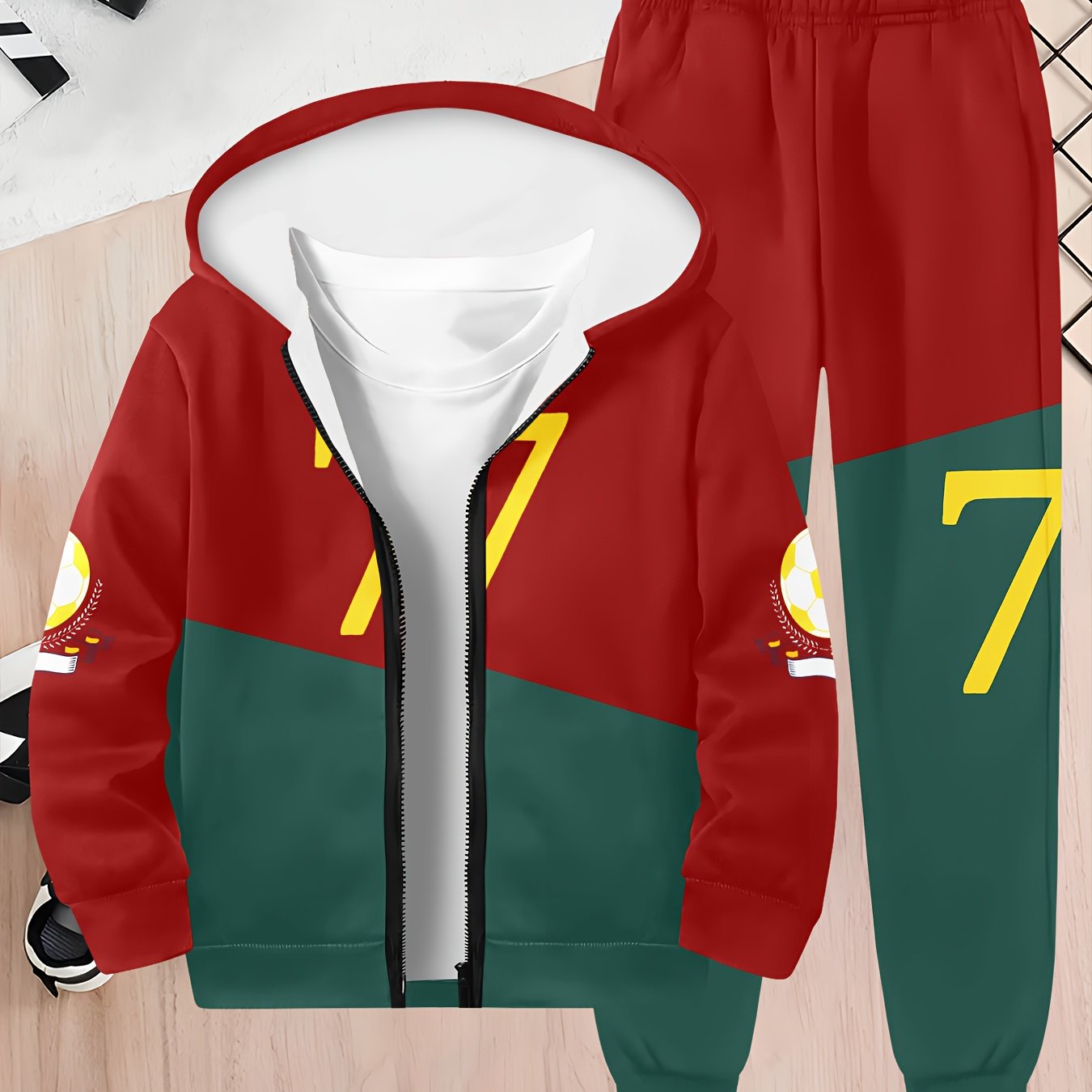 Image of 3d Printed Cool Printed Boys' Jackets And Trousers Suit For Autumn And Winter Hooded Zipper Cardigan+trousers Fashion Daily Casual Long Sleeve Sportswear., Perfect For Outdoor