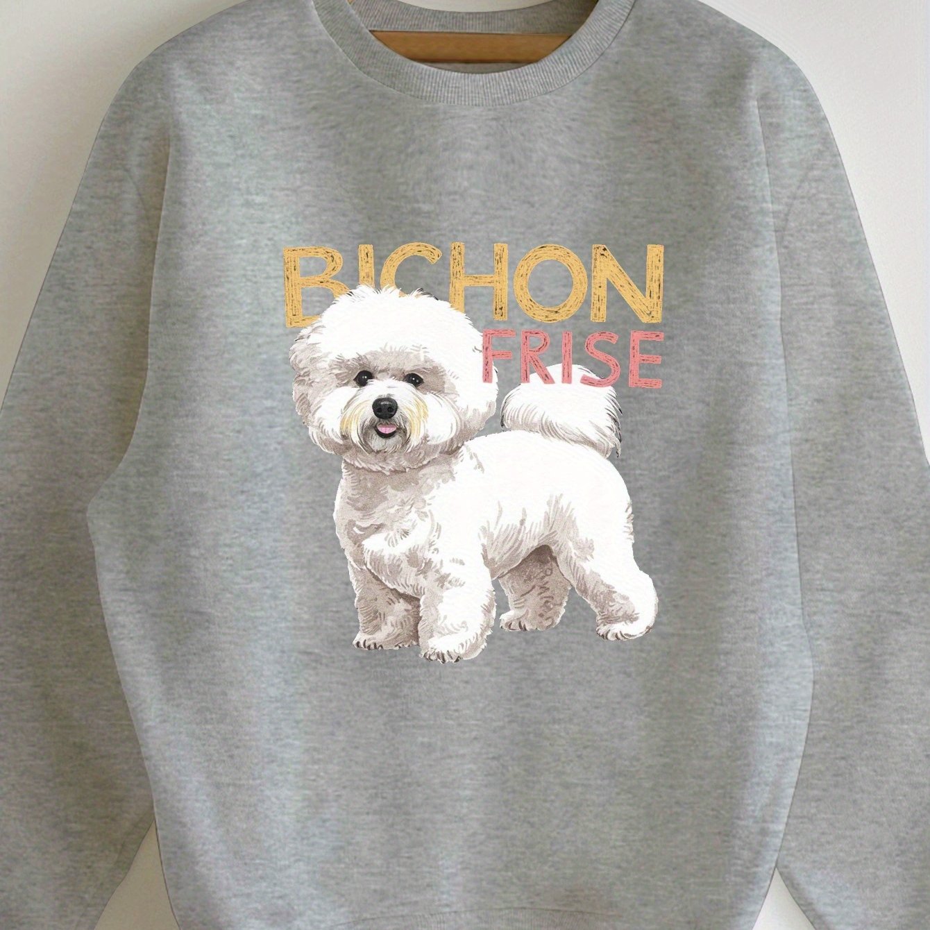 TEMU Dog Bichon Illustration Women's Sweatshirts
