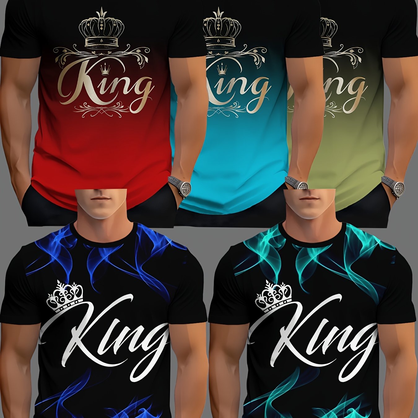 TEMU Men's Print T-shirts 5-pc