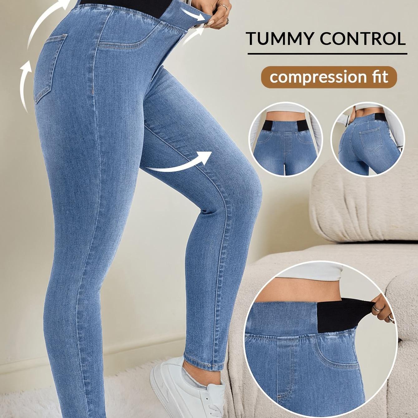 [Hlače s potiskom - Ne je denim] Plus Size - [Hlače s potiskom - Ne je imitacija denim] Plus Size - Nove jesensko-zimske potiskane pajkice - Ne