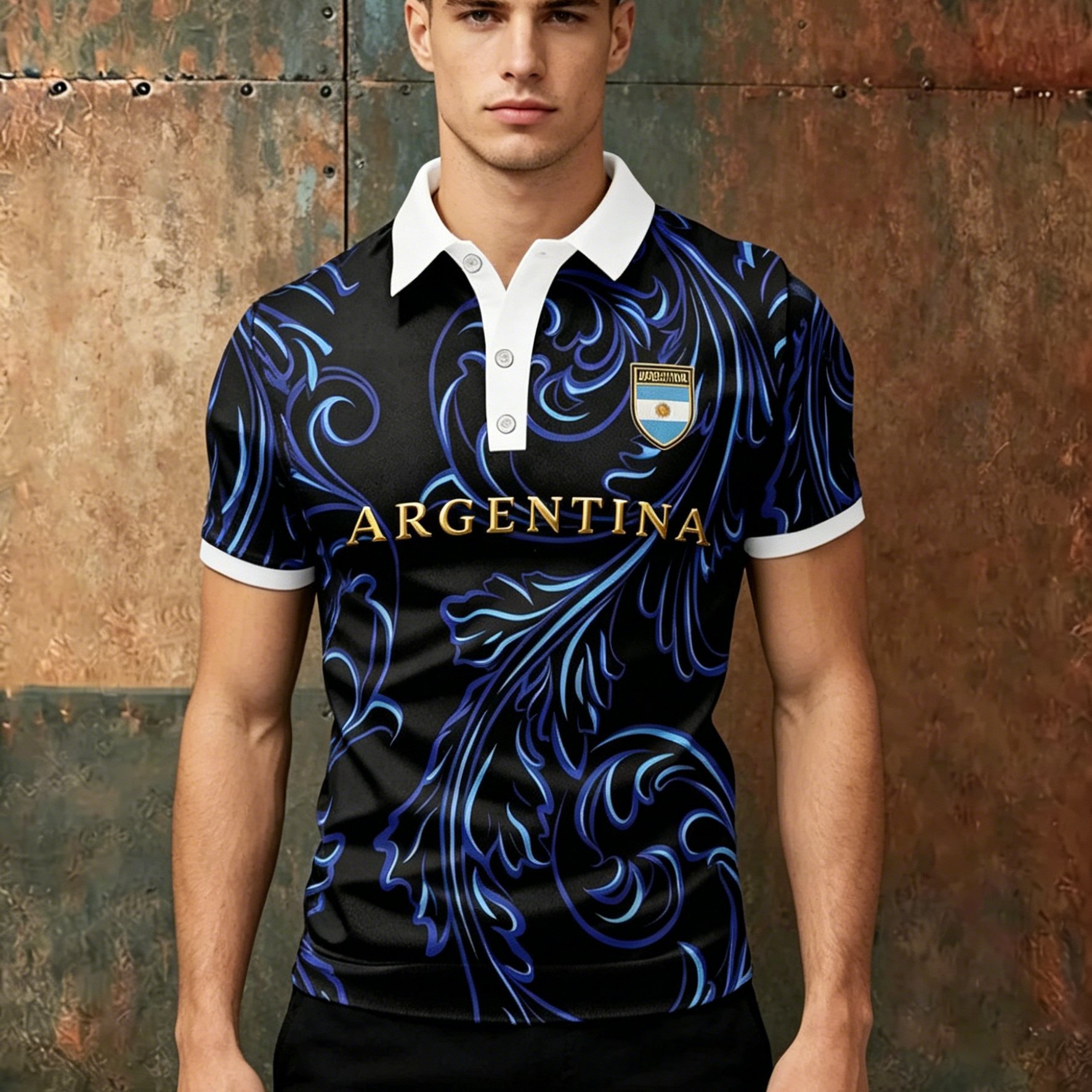 TEMU Argentina Theme - Youth Short Sleeve Shirt, Individual New Style Comfortable And Dry, Suitable For Vacation, Daily Home Gatherings, Street