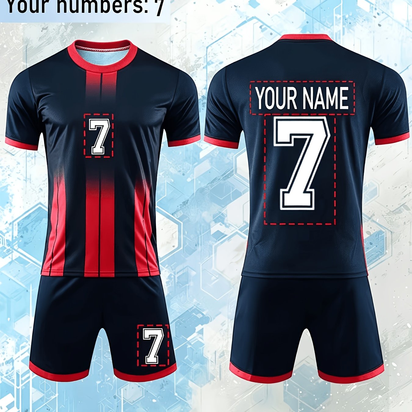 TEMU Youth Quick-dry Soccer Uniforms For Leisure Sports Training, Customizable With Numbers And Names, Perfect For Outdoor Activities., For Teenager,