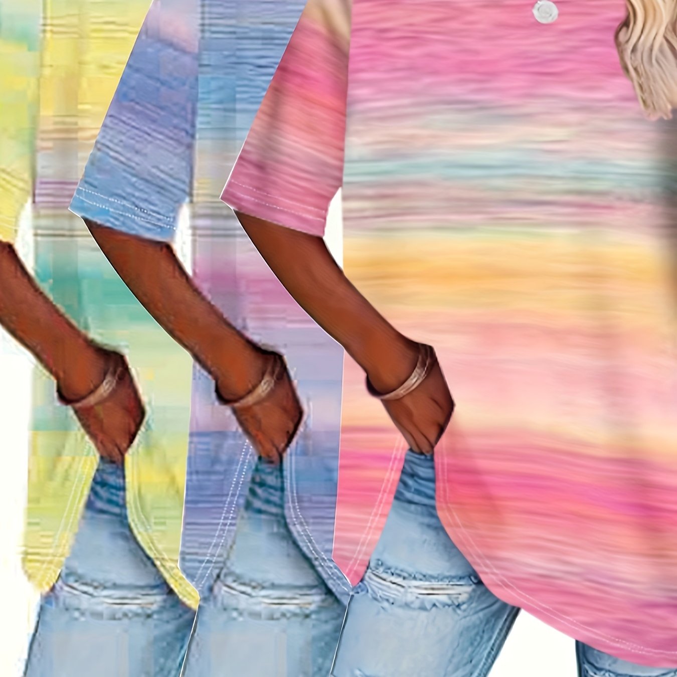TEMU 3pcs Random Color Women's Casual Sports T-shirt Crew Neck