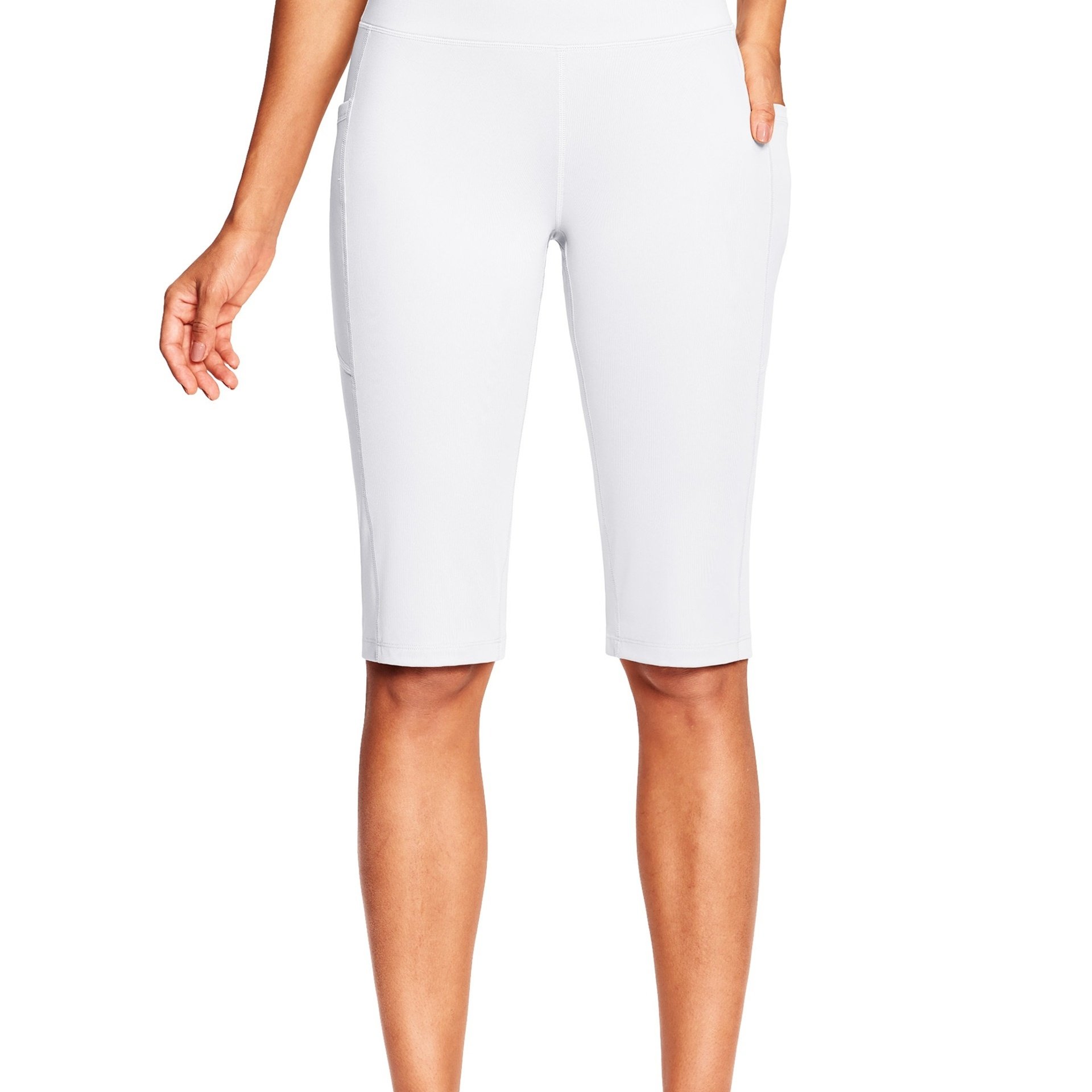 Image of 14-inch Women's Capri Pants, High-waisted Capri Pants, Elastic Fabric, With Pockets, Suitable For Summer, And Casual Occasions