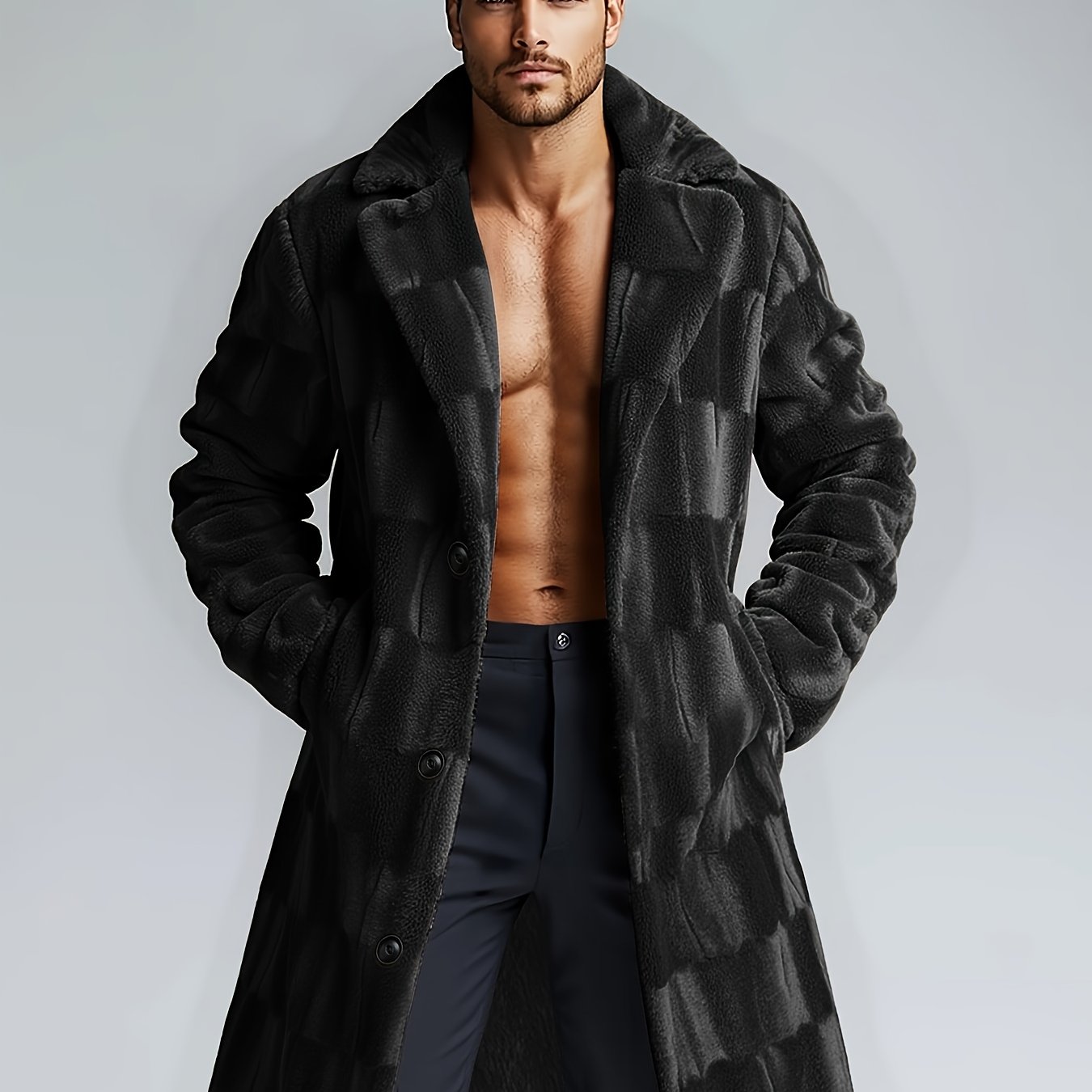 TEMU Men's Button Fleece Jacket Coat - Warm, Machine Washable Winter Coat Suitable For Daily , Daily Casual Wear - Men's Button Sweatshirt. Regular