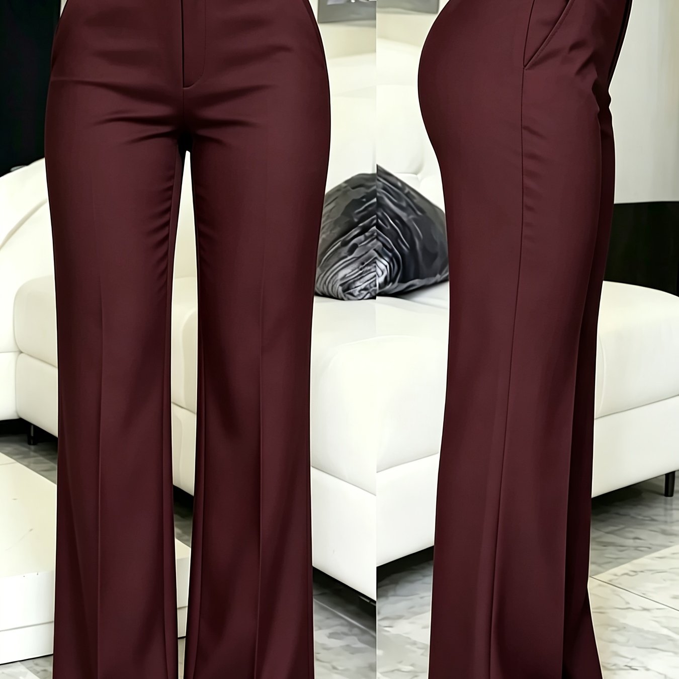 TEMU Women's High-waist Wide-leg Suit Trousers, High-waist Leg-lengthening, Elegant And Fashionable Versatile Straight Trousers, Soft And Comfortable