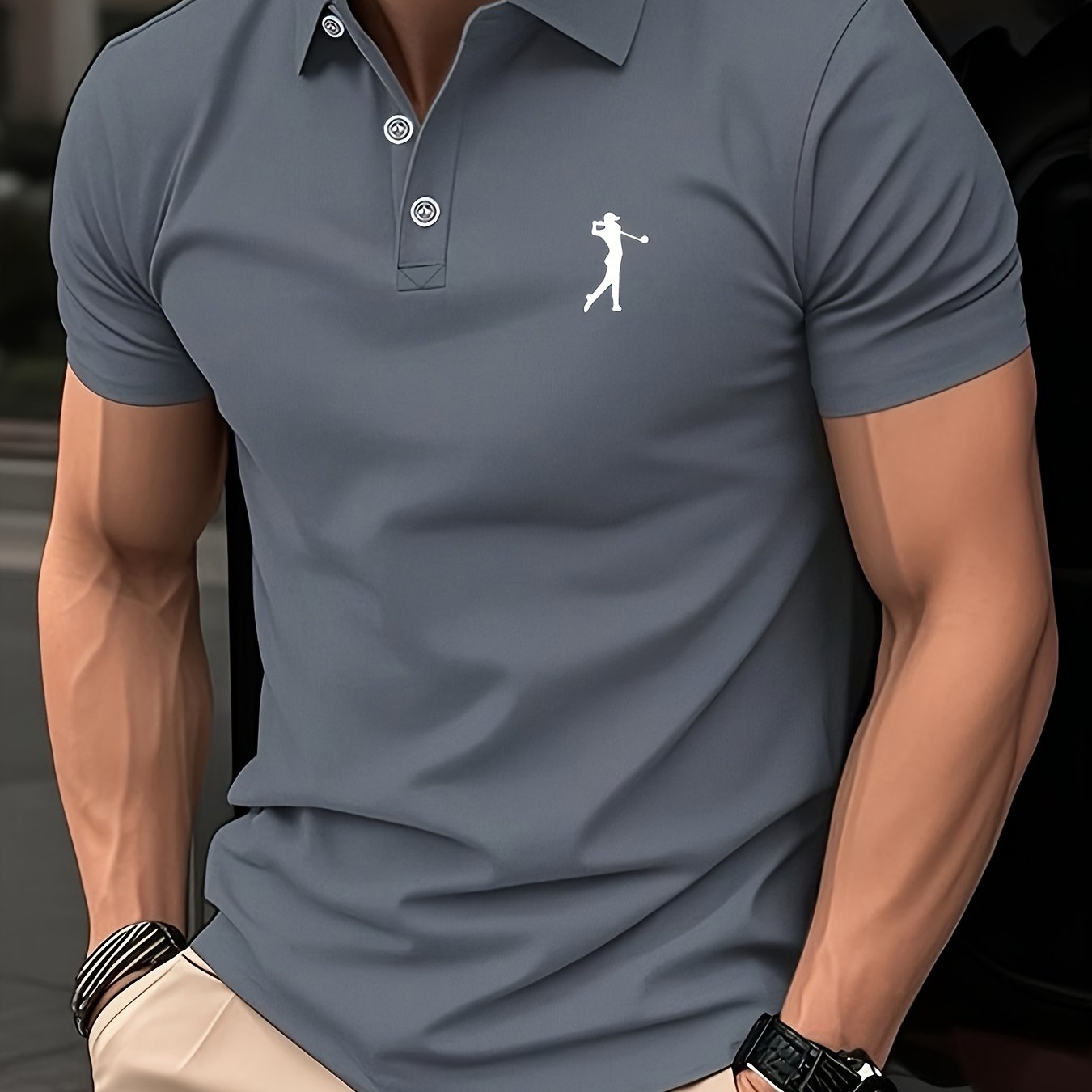 E-shop Herren Polo Shirt mit Kragen, vielseitiges lässiges sportliches Golf-Print-Top