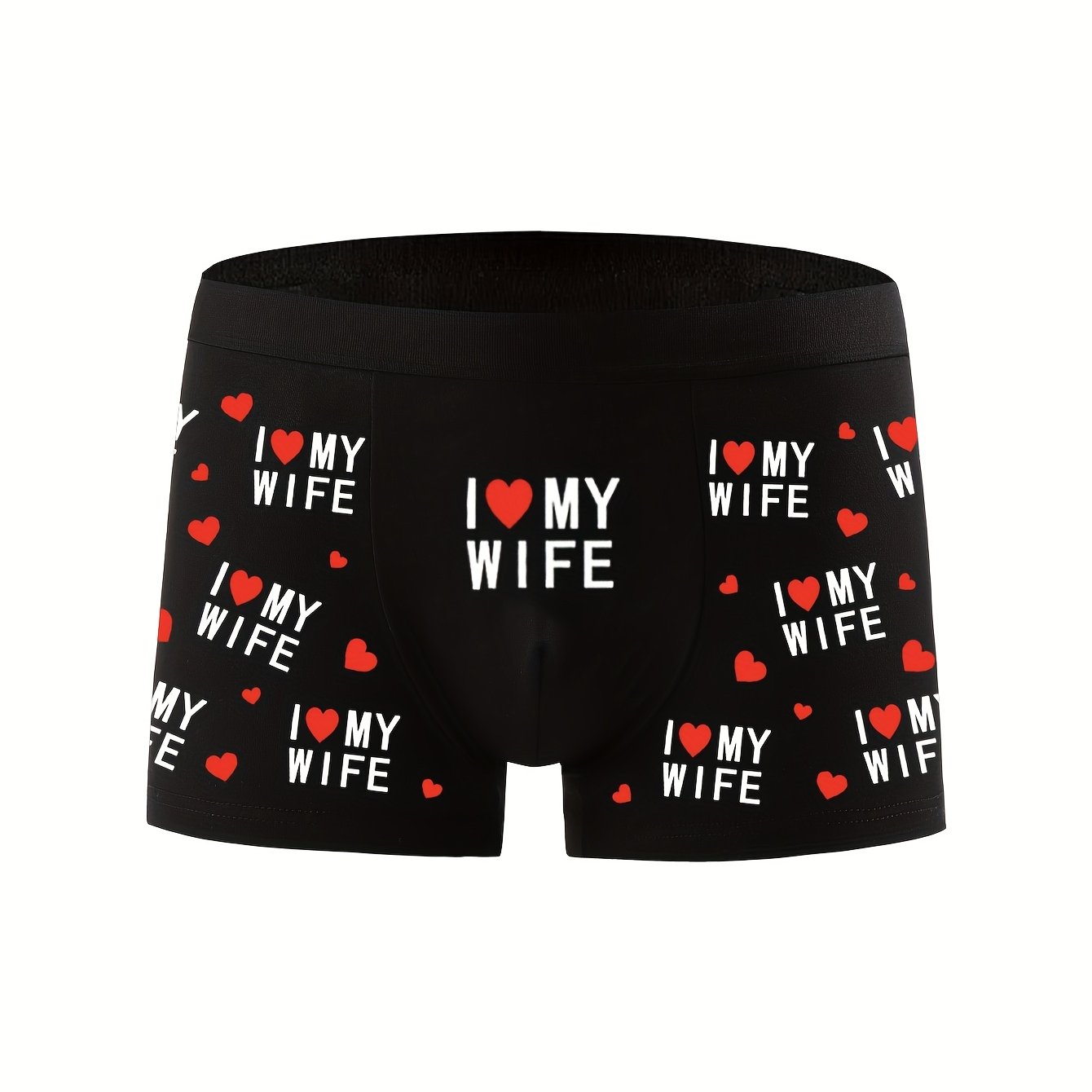 Image of 1 Pair Of Men's Boxer Briefs With Full "" Print, Made Of Comfortable Material, Full , For Her On Valentine's Day. Stretch Breathable Design, Suitable For Sports And Casual Wear