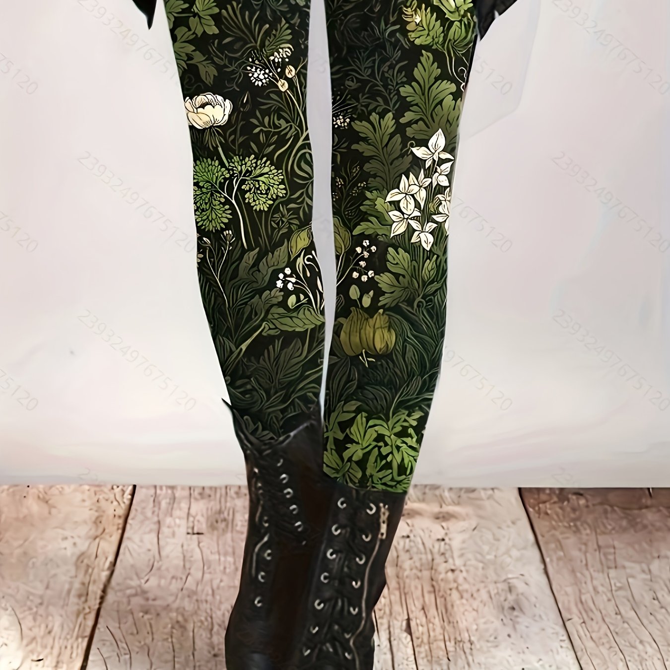 TEMU Plus Size, Large-size Digital-printed Leggings With Tropical Pattern
