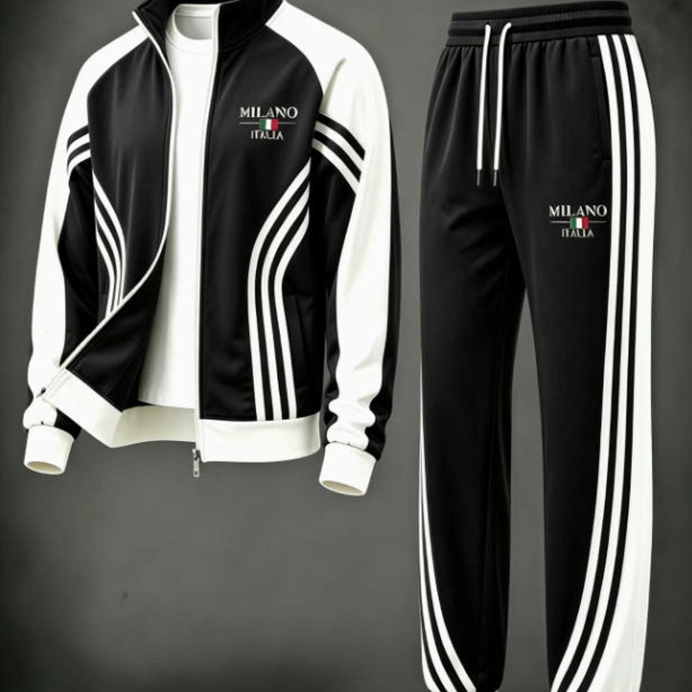 Image of Men's Fashion Style Italia Graphic Tracksuits Trendy Sportswear Big Size Men's Clothing For Adult Men Daily Wear Holiday Gift, Plus Size