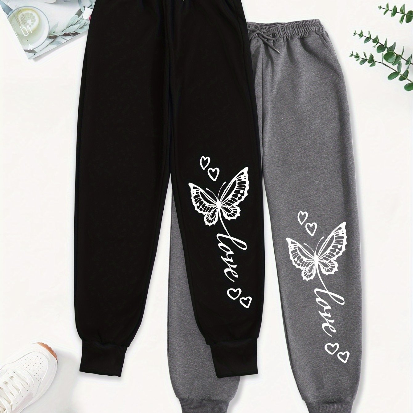 TEMU 2pcs Cartoon Graphic Print Pants, Casual Drawstring Waist Jogger Pants, Women's Clothing