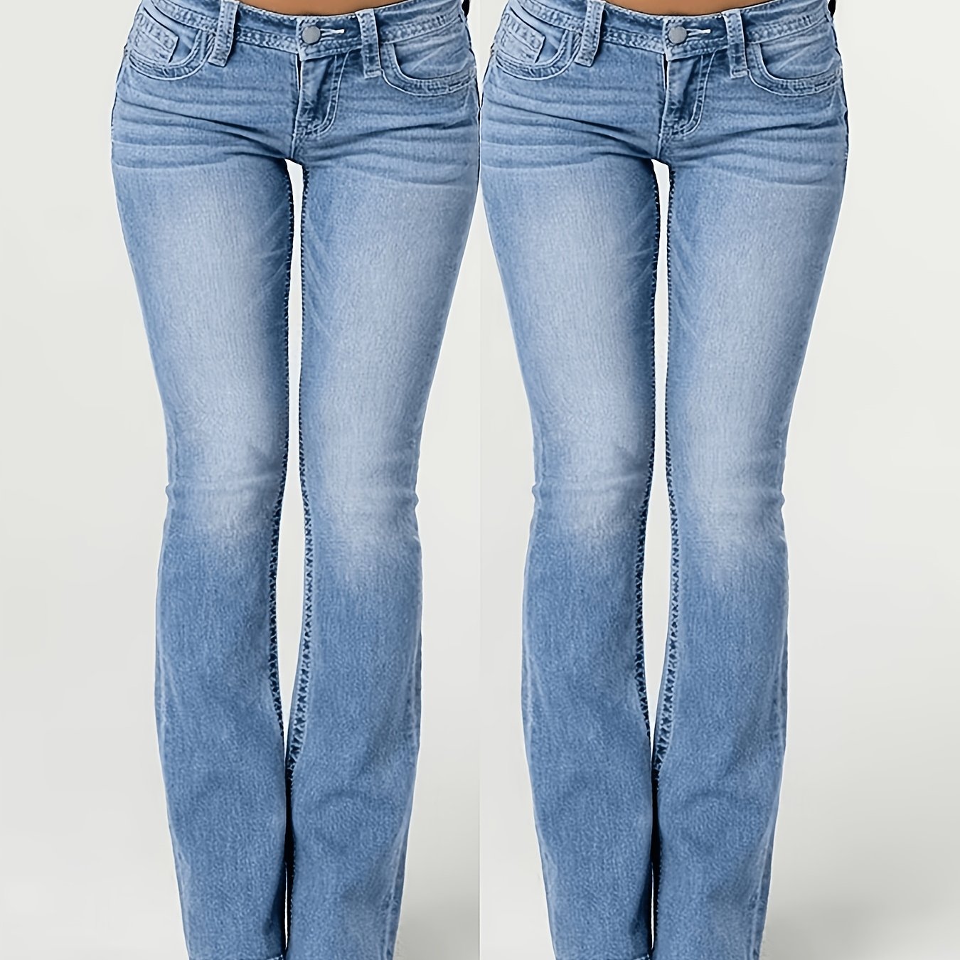 TEMU Women's Embroidered Jeans Washed Faded Design Slim Fit Leg Lengthening Stretch Comfortable Fabric Perfect For Daily Casual Going Out Dating And