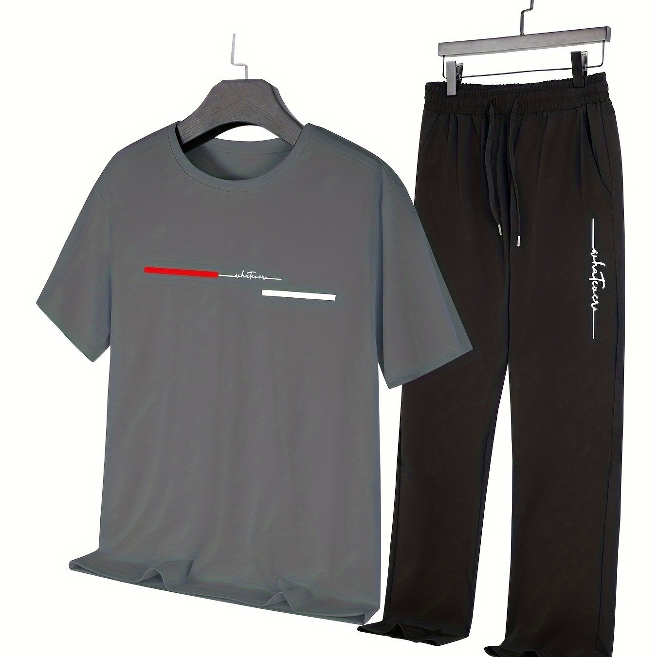 Men's New Summer Quick-dry Cool Stylish Casual Sports Short-sleeve And Long Pants 2pcs Set