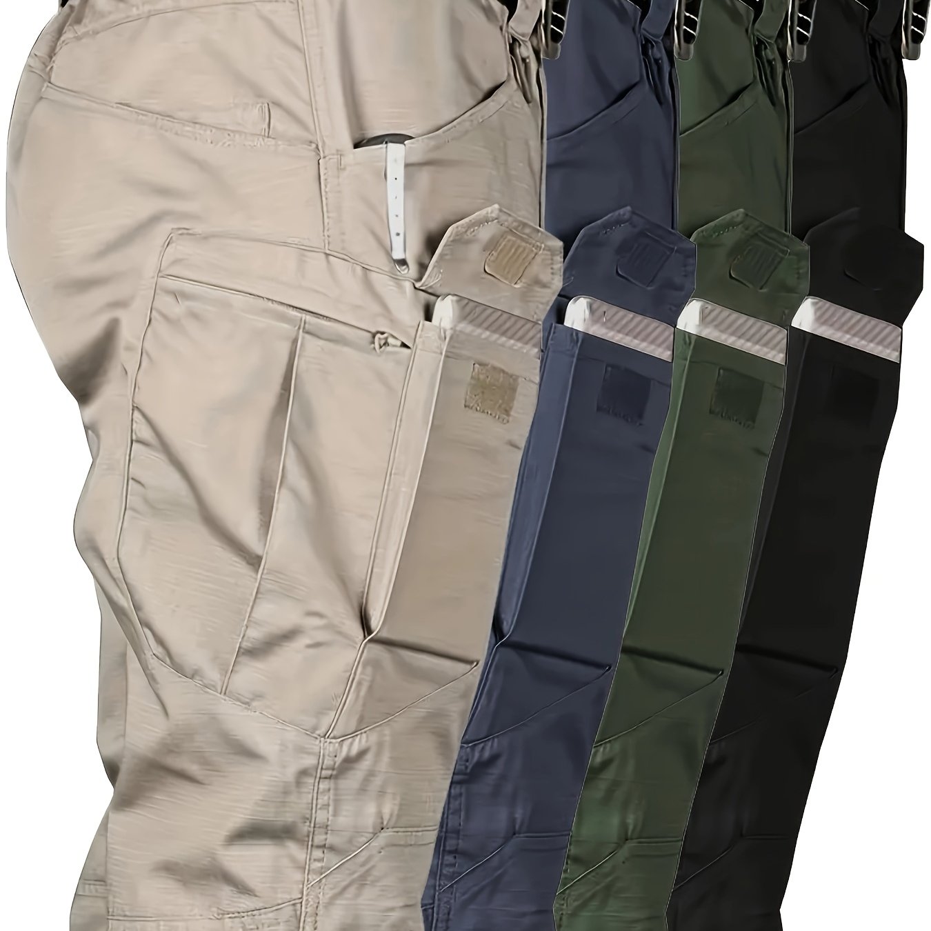 TEMU 4pcs Men's Tactical Cargo Pants - Multi-pocket, Men's Work Pants, Durable And Wear-resistant Fabric, Suitable For Outdoor Work, Hiking, Spring
