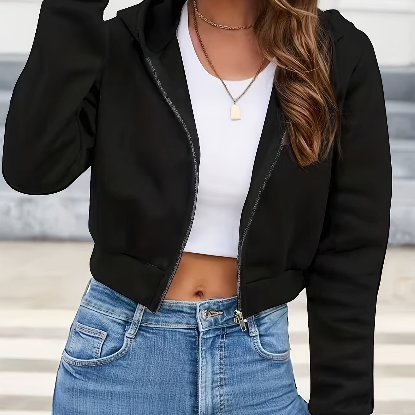 TEMU Women's Fashion Short Zip-up Hoodie