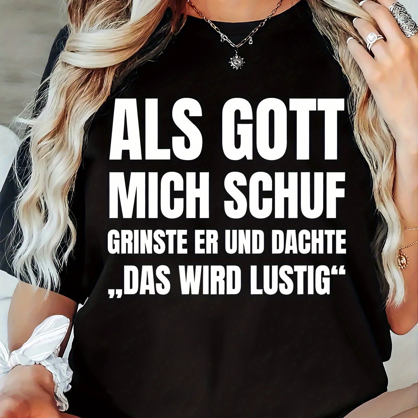 TEMU Druck Damen Casual T-Shirt, Rundhalsausschnitt, Kurzarm, Leicht Elastischer Stoff, Regular Fit, Bequemes Oberteil für alle Jahreszeiten
