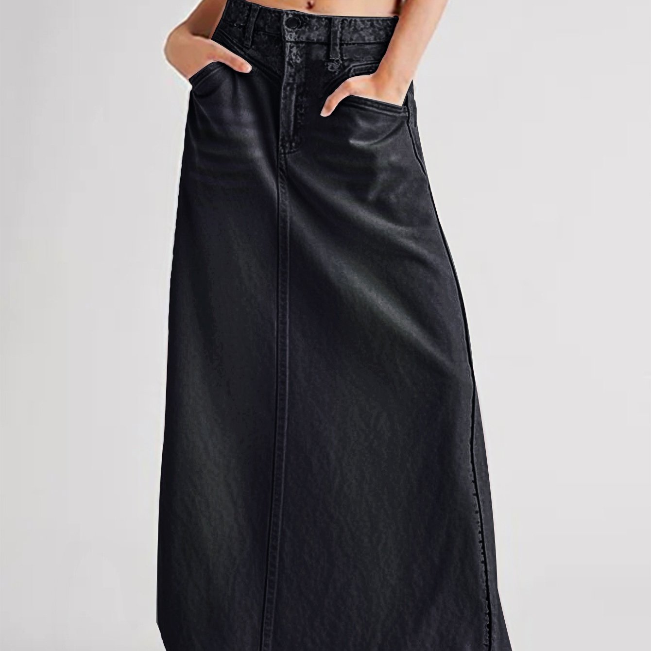 Temperament Denim Skirt Midi Skirt Women's Elegant Casual Long Skirt