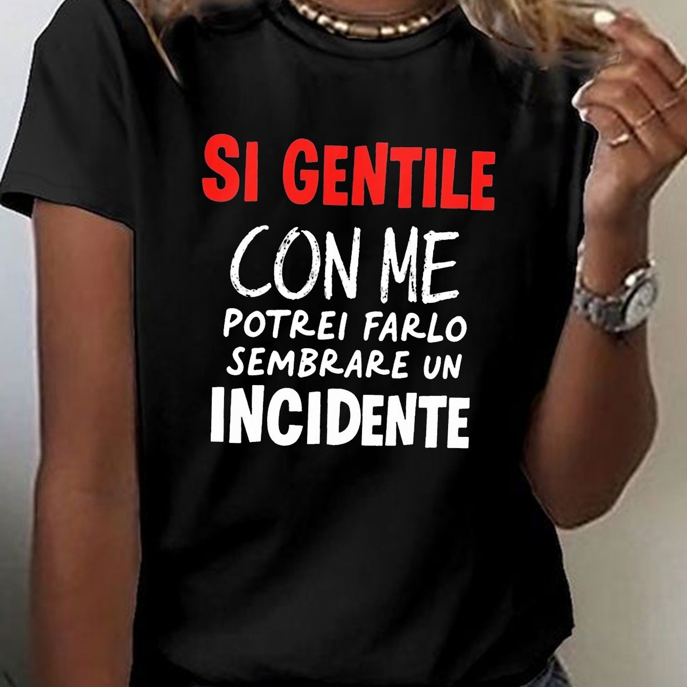 TEMU Sii gentile con me con questa T-shirt stampata, un top casual a maniche corte con per l'estate e , progettato per