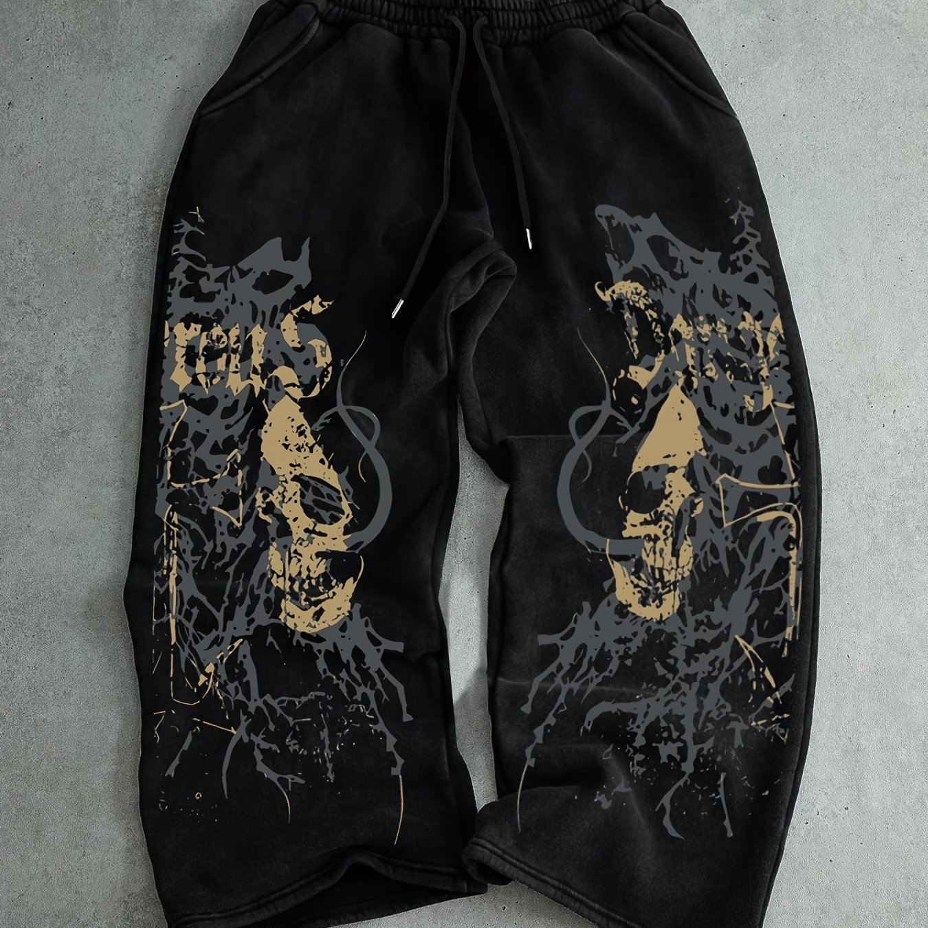TEMU Pantalon de sport décontracté long pour homme, pantalon de survêtement à imprimé motif , pantalon décontracté à jambes larges avec cordon de