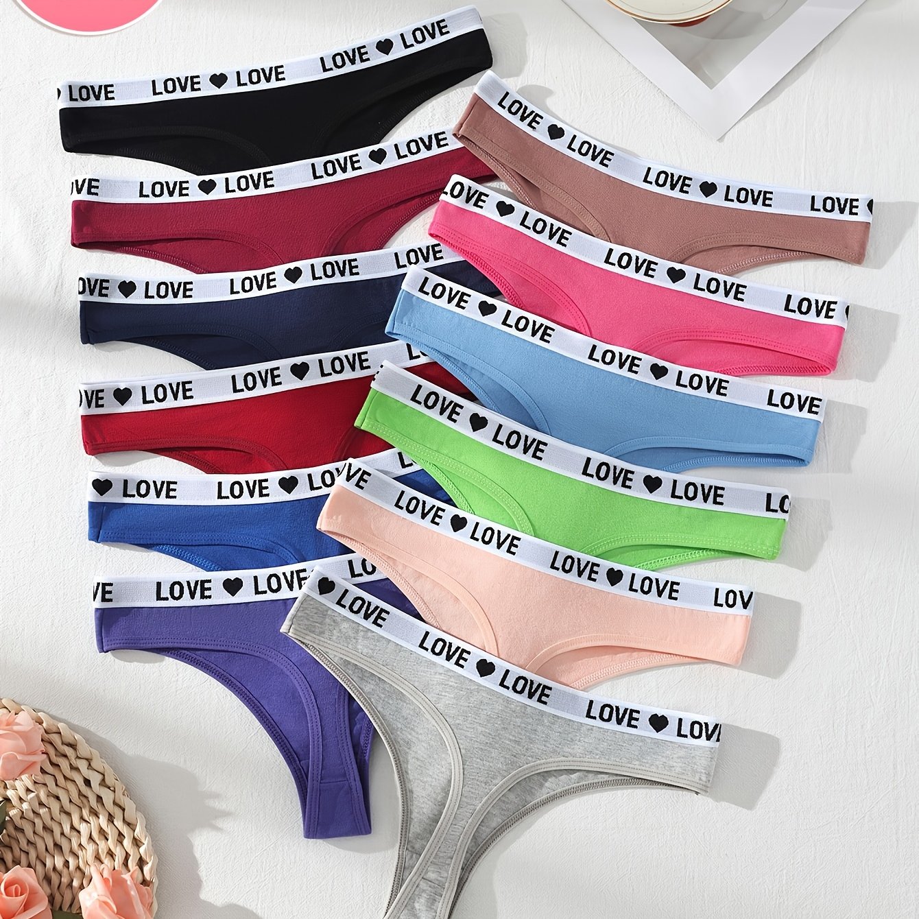 Image of 10pcs Random Colors Low-waist Sexy Soft Fashion Breathable Women's Panties, Comfortable And Non-sticky Suitable For Daily Wear And Beach Vacation