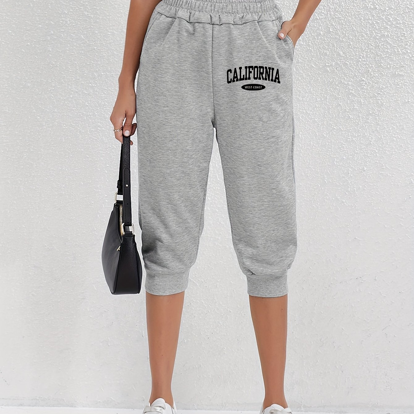 TEMU Promotion Été 2026 Nouveauté Saint-Valentin - Pantalon à Imprimé Lettre, Taille Élastique, Pantalon Décontracté, Vêtements pour Femmes