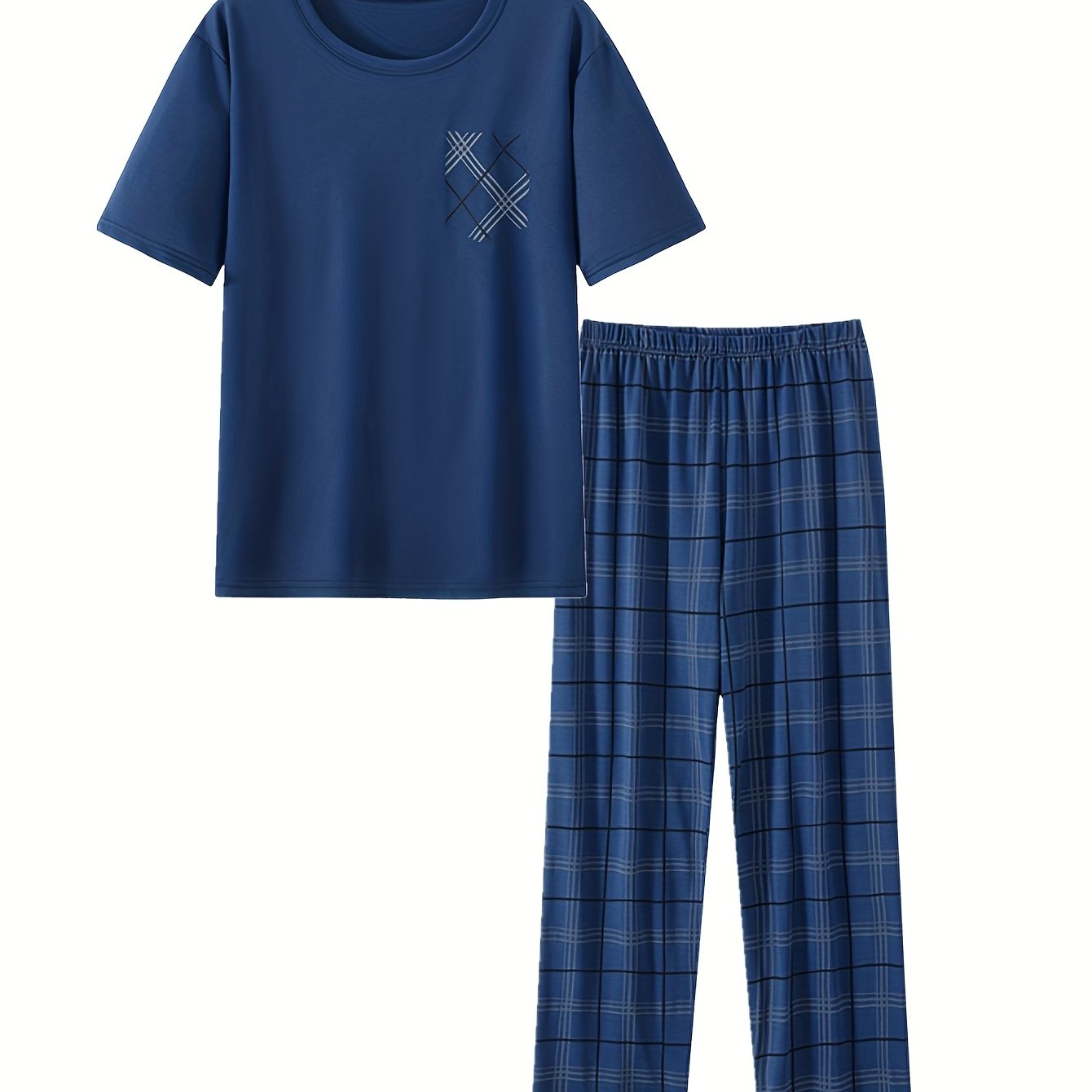 E-shop 2-teiliges Herren Sommer Set, dünnes Set, Kurzarm, , 2-teiliges Herren Sommer Set, kariertes Print
