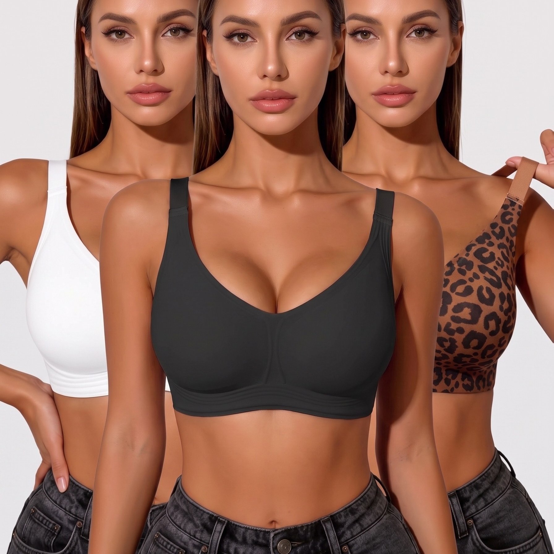 3pcs Sports Bra Set for Women, Jelly Gel Soft Support