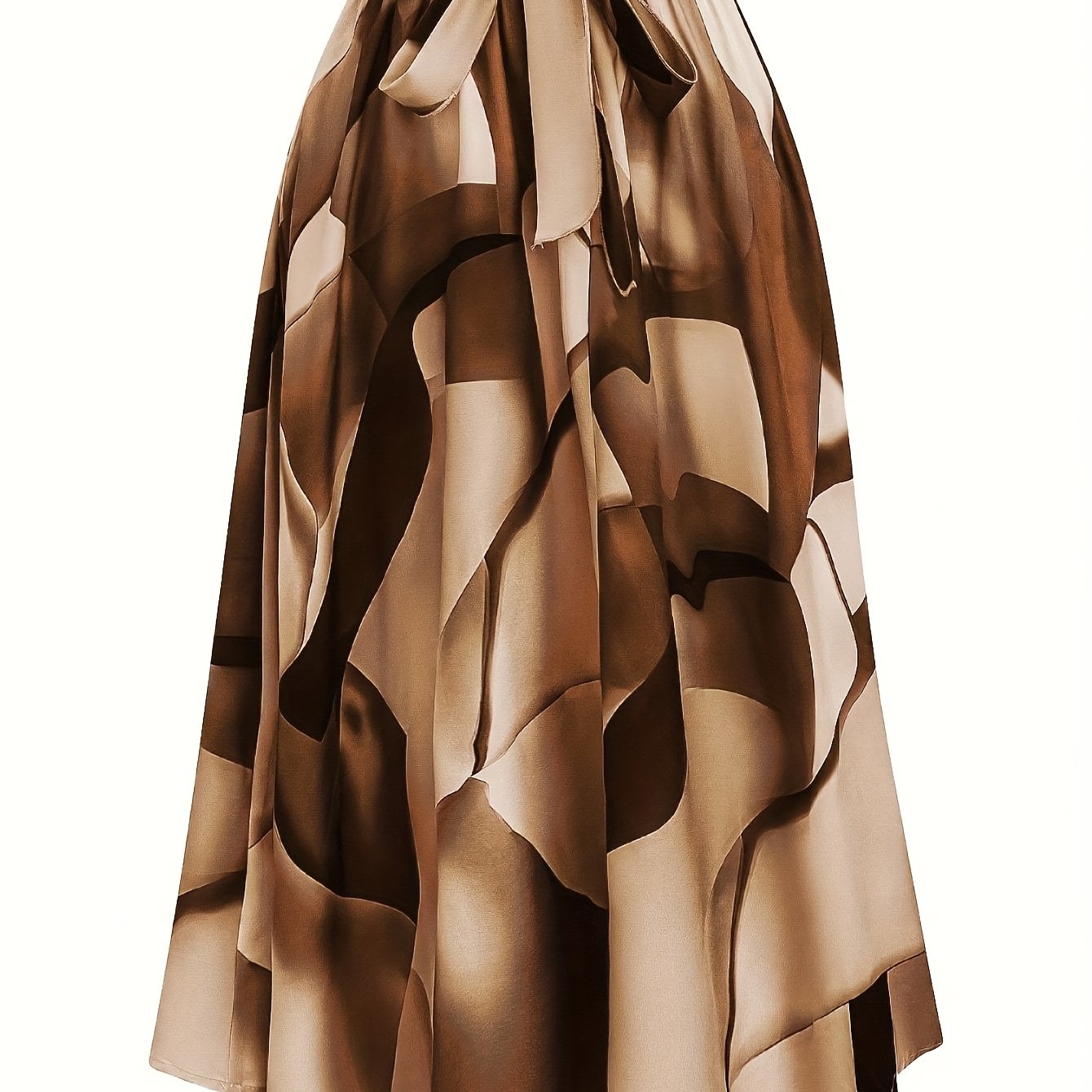 TEMU Plus Size, Women's Plus Size A-line Skirt With Print, Elegant Vacation Casual Front Tie Skirt