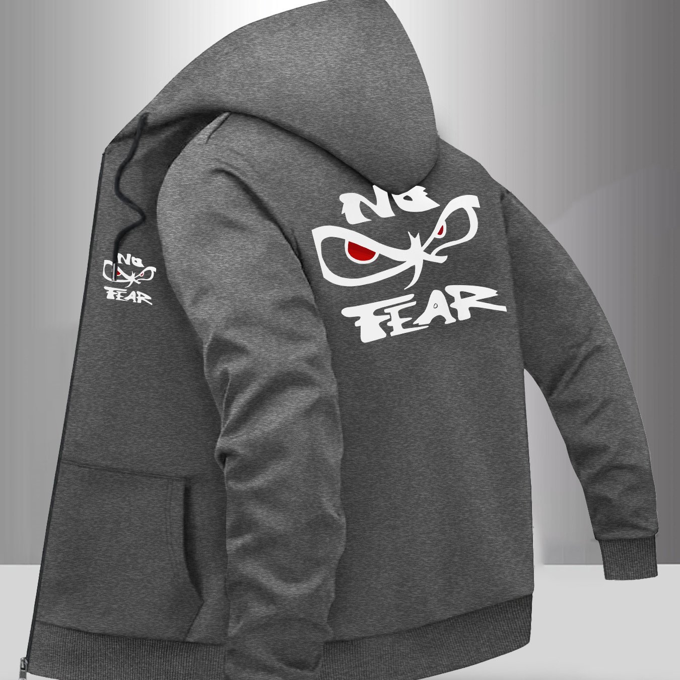 TEMU Men's Winter Windproof Zip-up Hooded Jacket With "" Print, Slim-fit Outer & Side Pockets - Machine Washable Cold For, Urban, And Casual Use