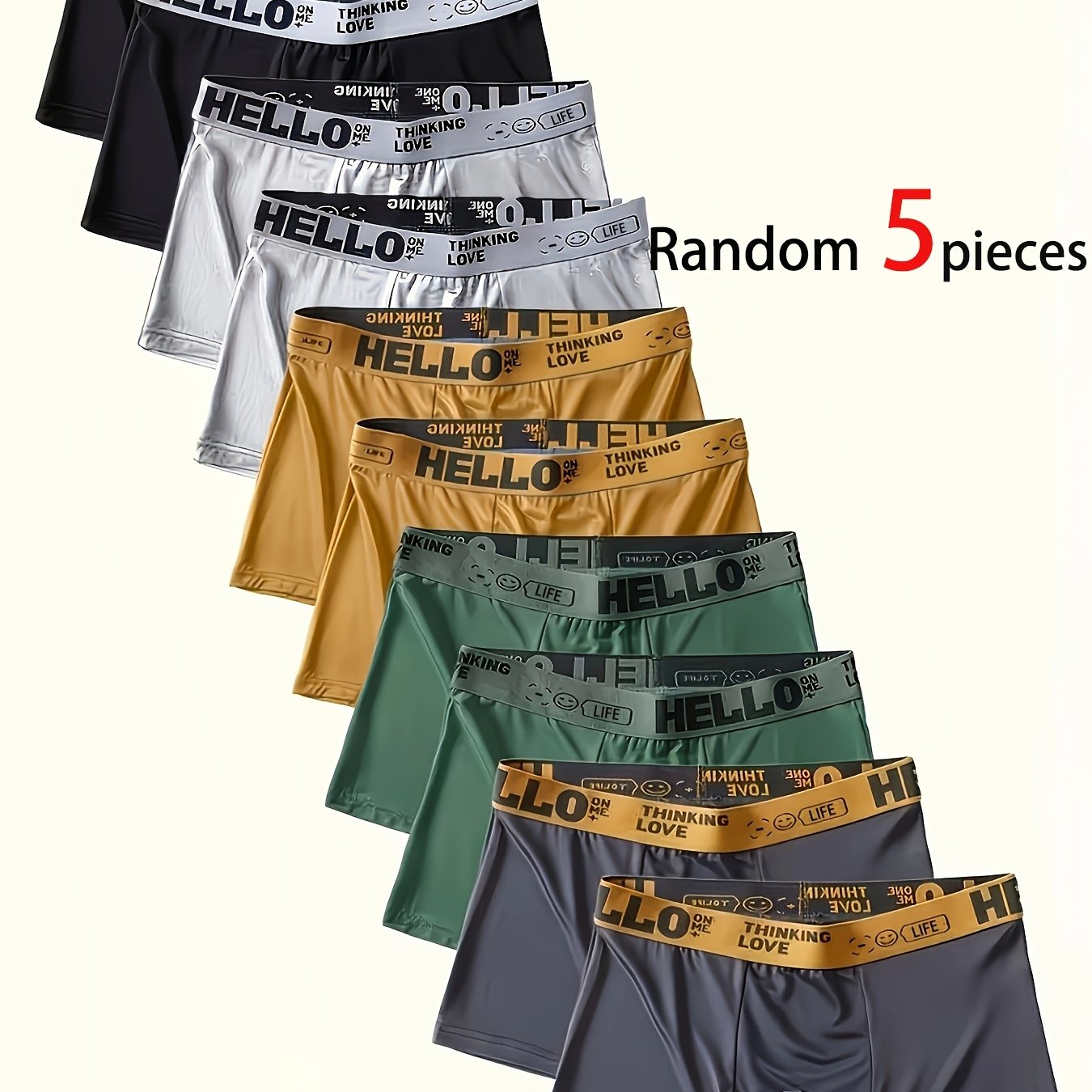 TEMU Random 5pcs Assortment Men&;s Briefs, Easy Solid Colors, Close-fitting And Comfortable, Elastic Waistband, Wear, Breathable Comfortable Stretchy